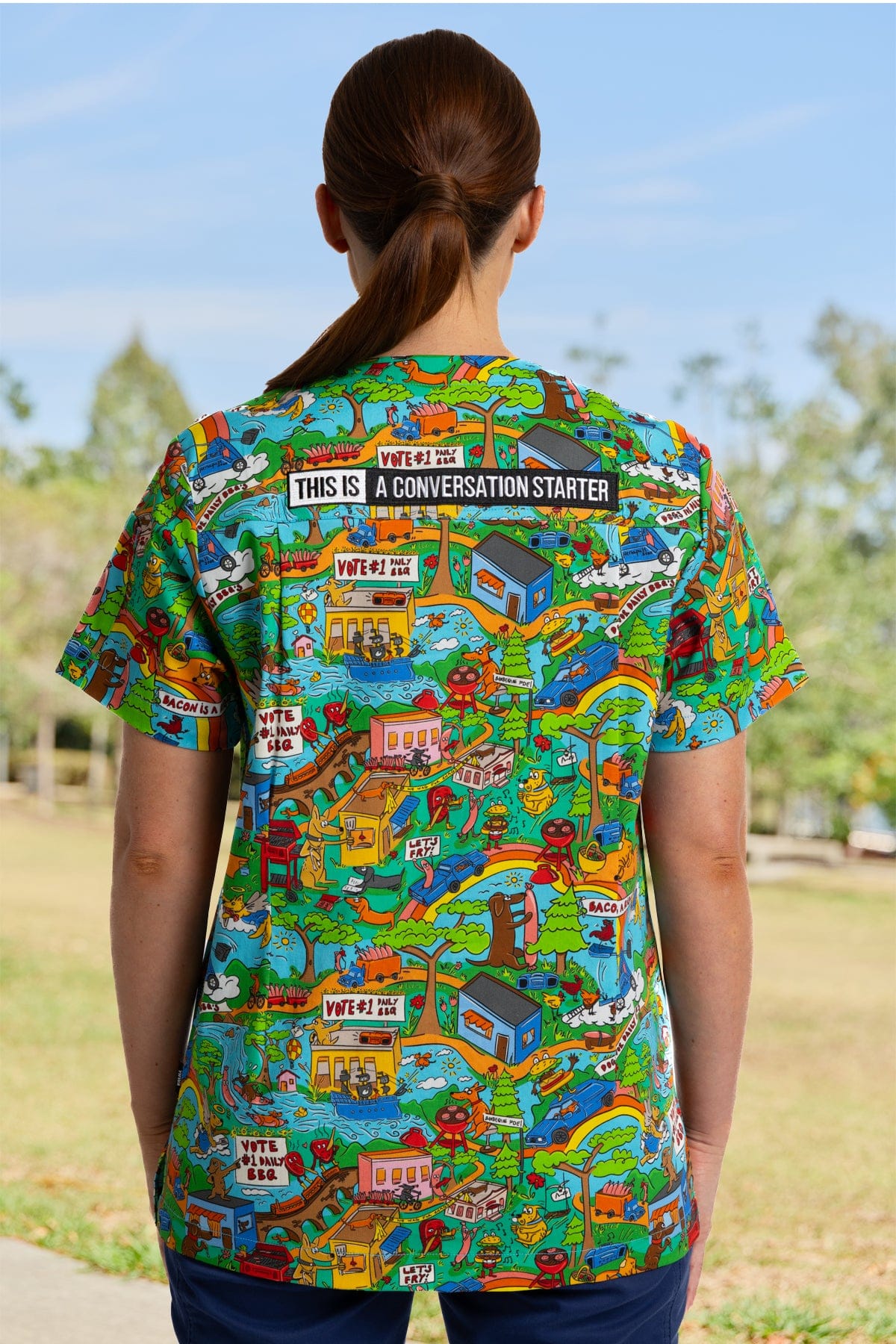 TradeMutt Scrubs Hot Diggity Dawg Unisex Scrub Top Hot Diggity Dawg Unisex Scrub Top