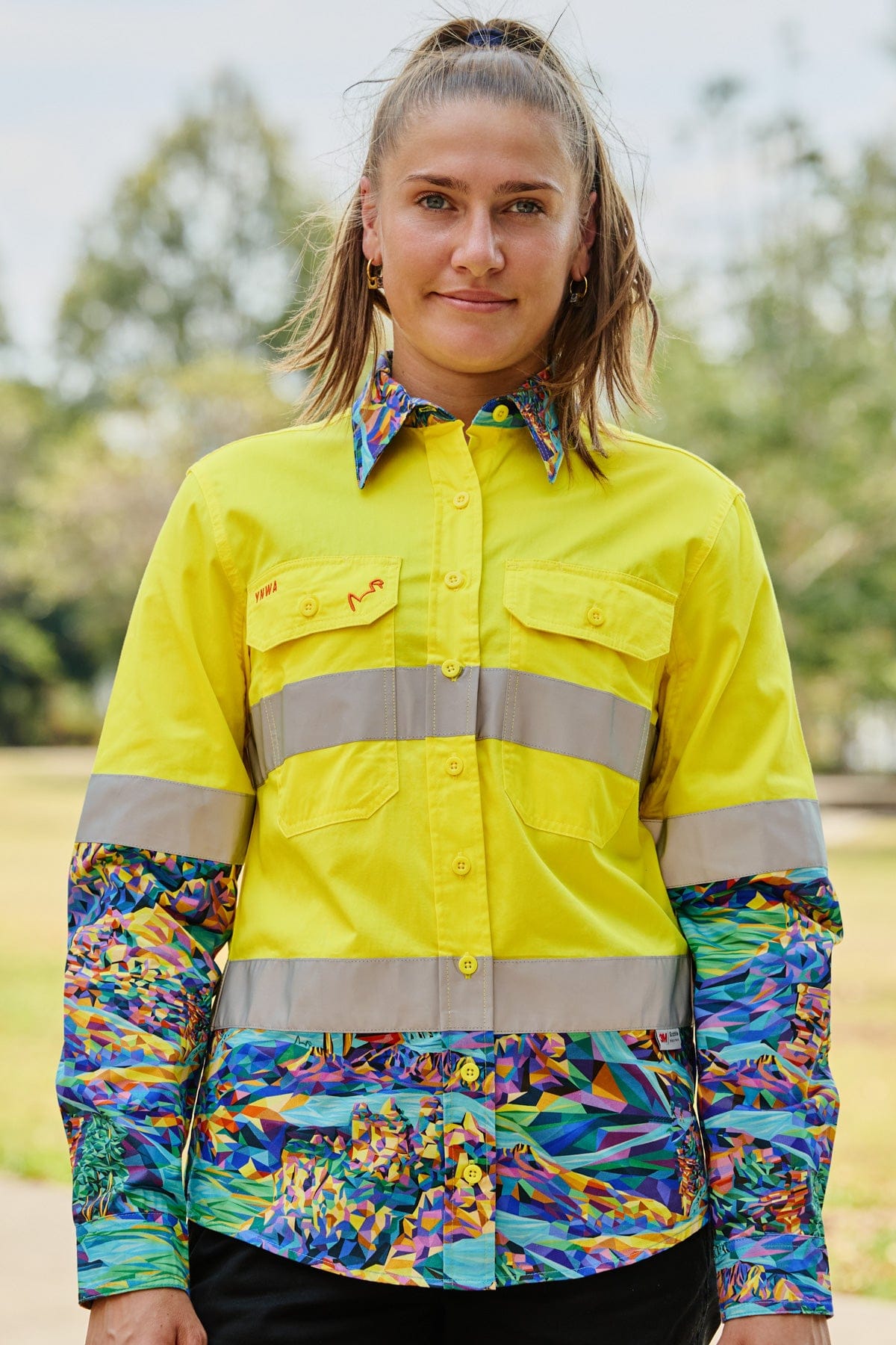 TradeMutt Workshirt Women's Daydreamin' Yellow Day/Night Hi Vis Work Shirt Women's Daydreamin' Yellow Day/Night Hi Vis Work Shirt