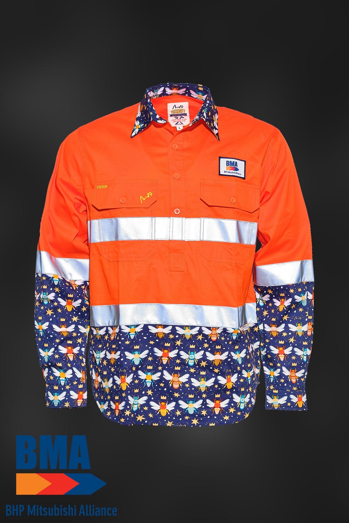 TradeMutt Custom BMA Orange Hi Vis Cotton Work Shirt Custom BMA Orange Hi Vis Cotton Work Shirt 20782