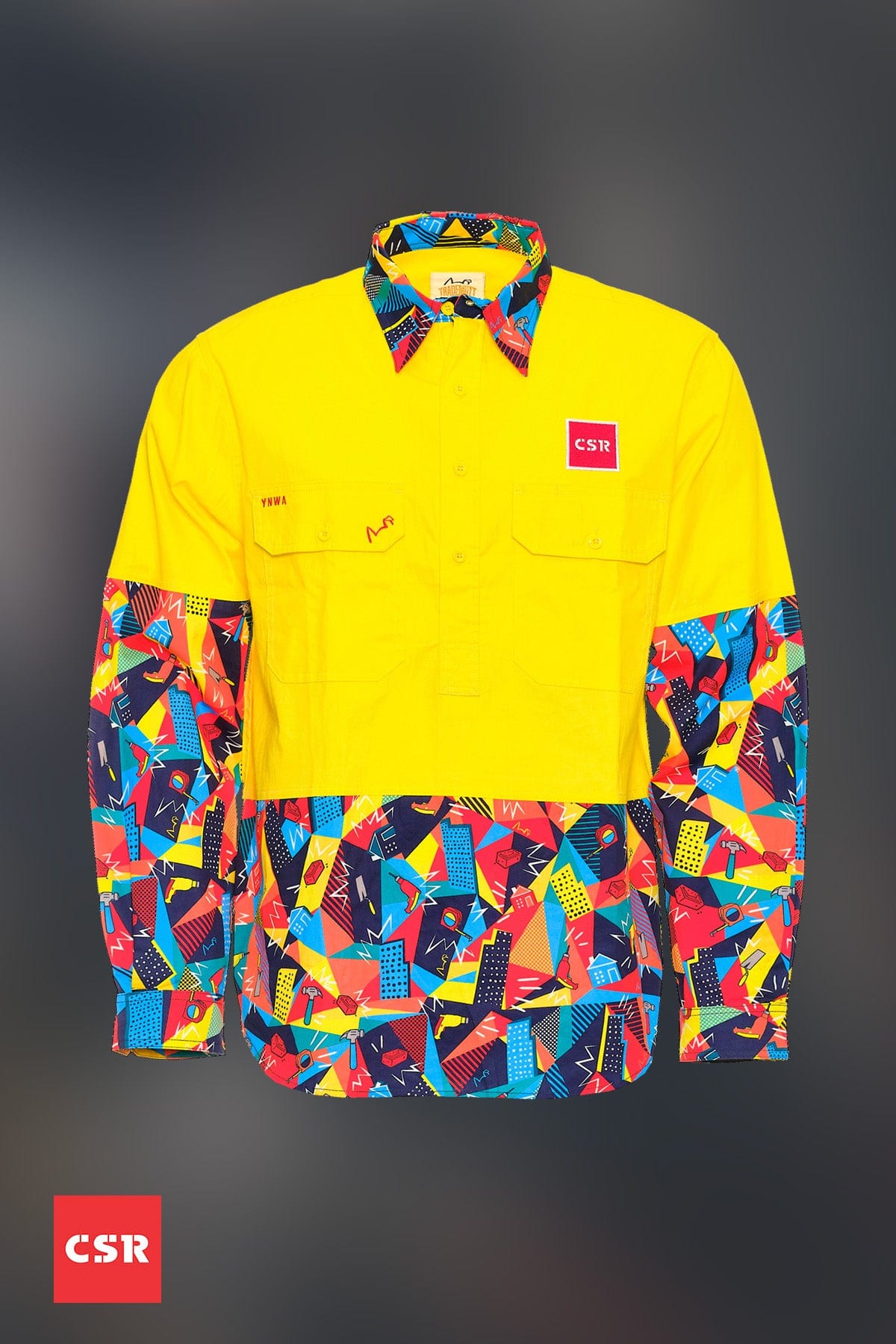 TradeMutt Custom CSR Day Only Yellow Hi Vis Cotton Work Shirt Custom CSR Day Only Yellow Hi Vis Cotton Work Shirt 21127