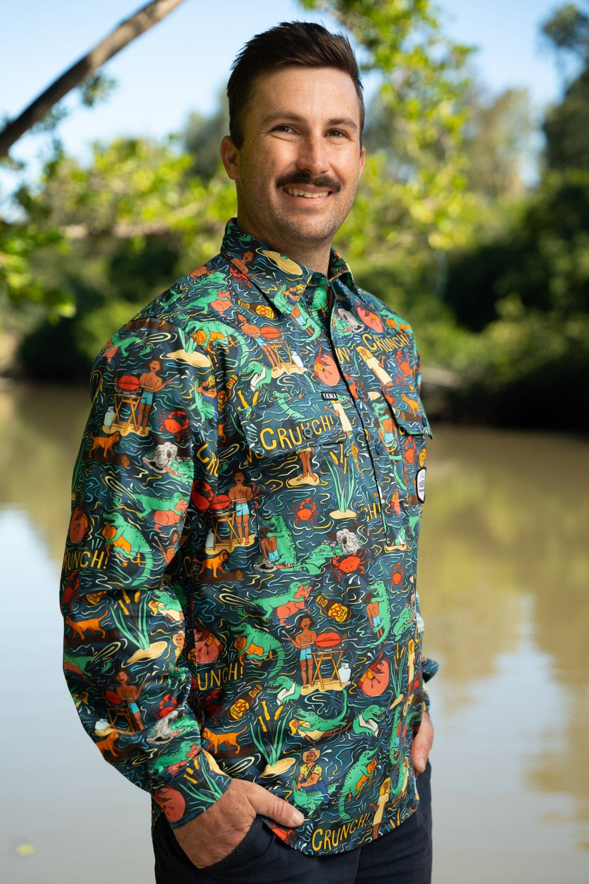 Men's Stop Croc & Roll Half Button Work Shirt