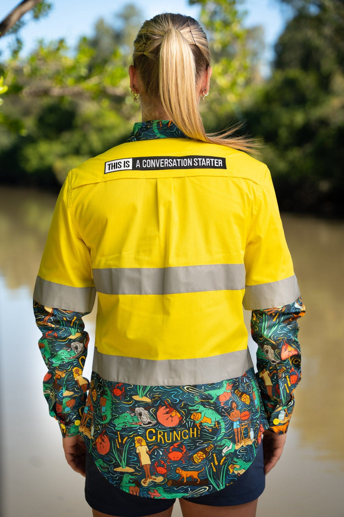 Women's Stop Croc & Roll Yellow Day/Night Hi Vis Work Shirt