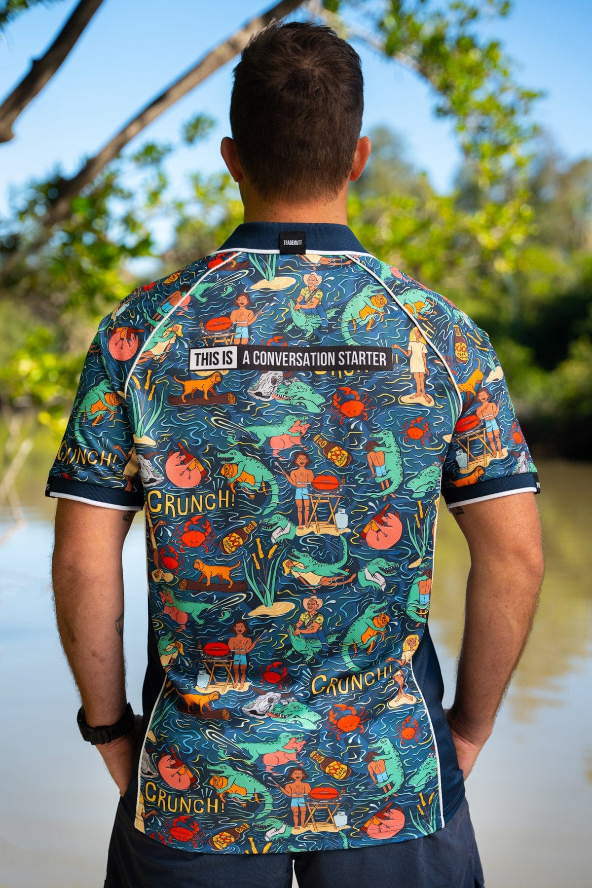 Unisex Stop Croc & Roll Full Print Short Sleeve Polo