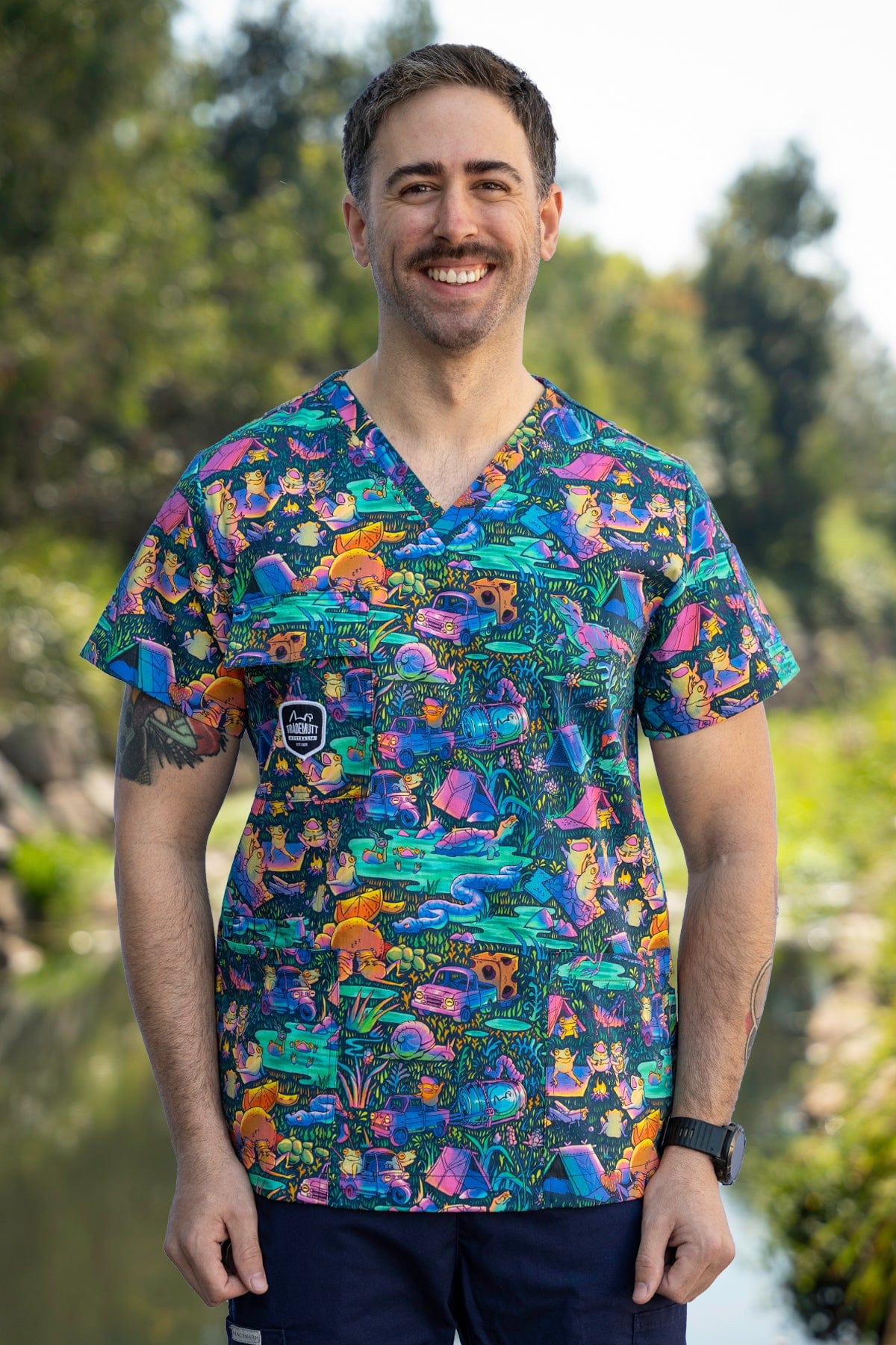 Who Let The Frogs Out Unisex Scrub Top