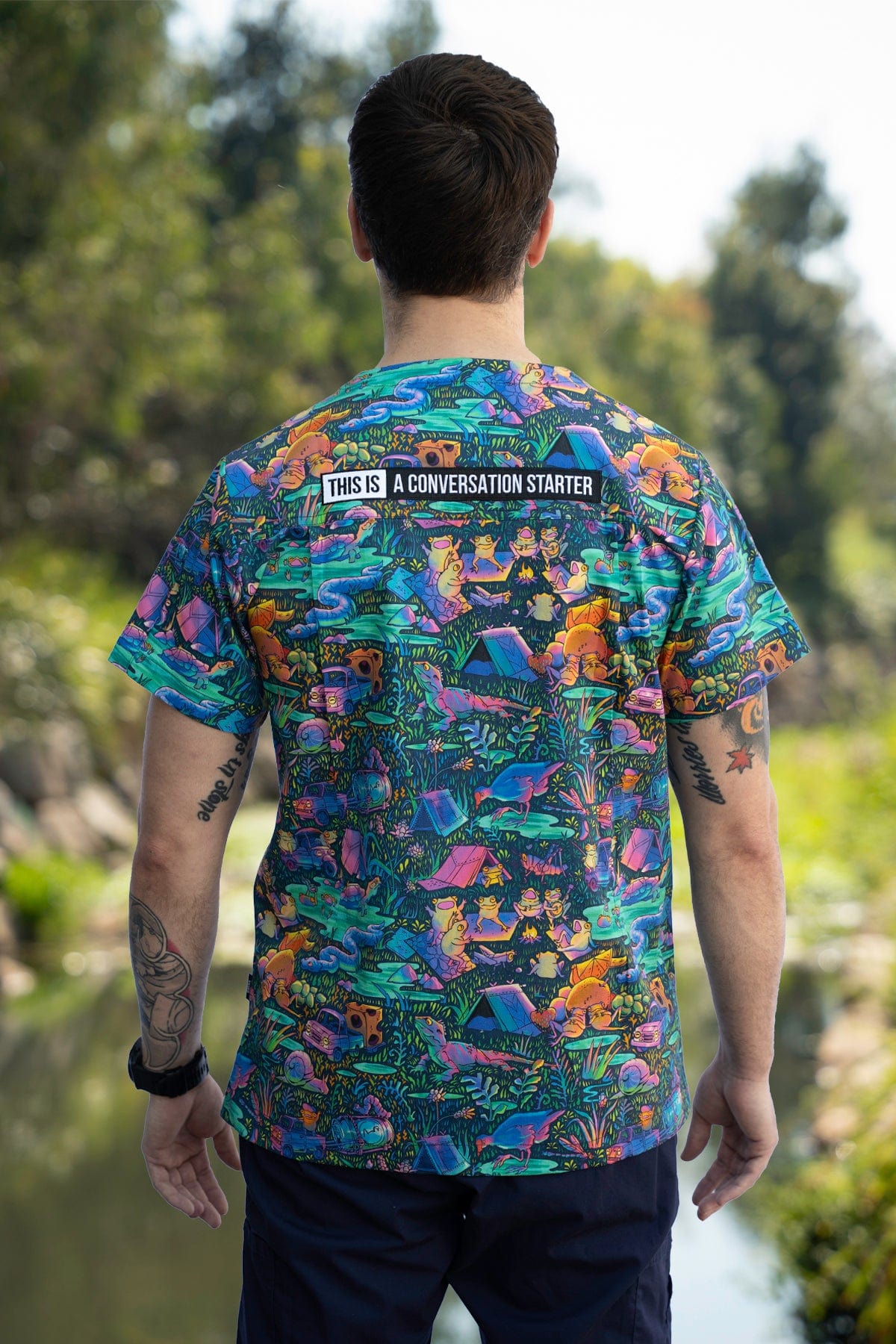 Who Let The Frogs Out Unisex Scrub Top