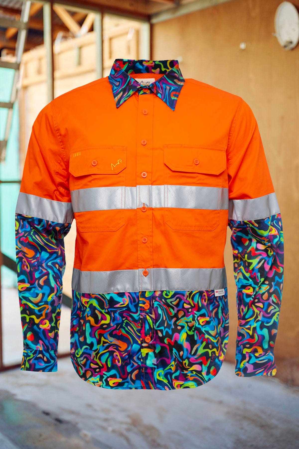 TradeMutt Workshirt Men's Pearler Orange Day/Night Hi Vis 2.0 Full Button Work Shirt Men's Pearler Orange Day/Night Hi Vis Half Button Workshirt | TradeMutt Workshirts