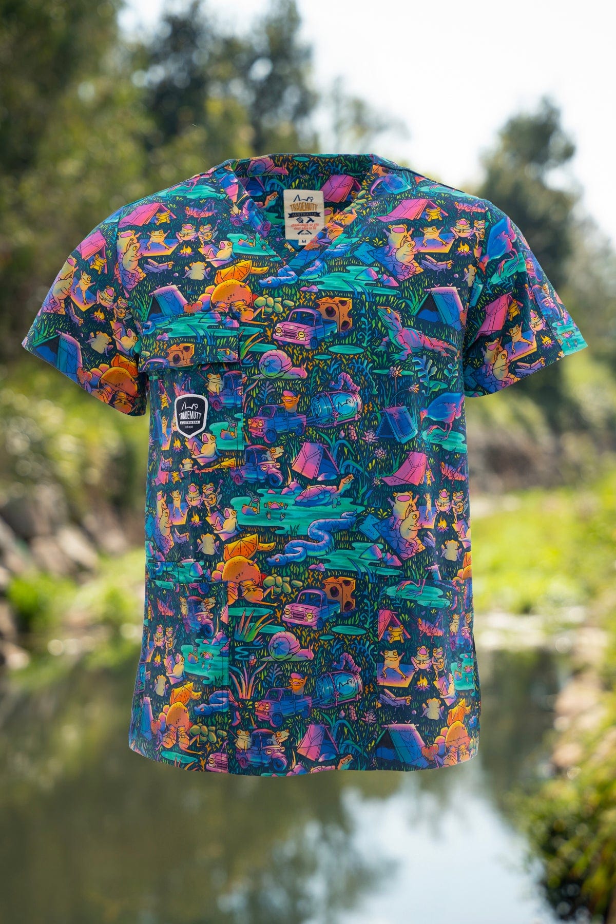 Who Let The Frogs Out Unisex Scrub Top