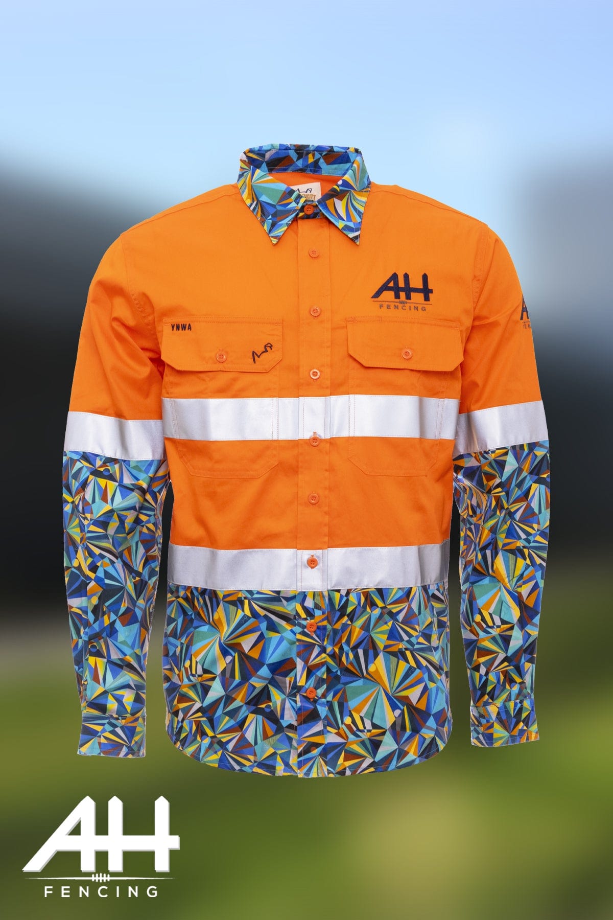 TradeMutt Custom AH Fencing "Good Neighbours" Custom Orange Hi Vis Work Shirt AH Fencing "Good Neighbours" Custom Orange Hi Vis Work Shirt 21376