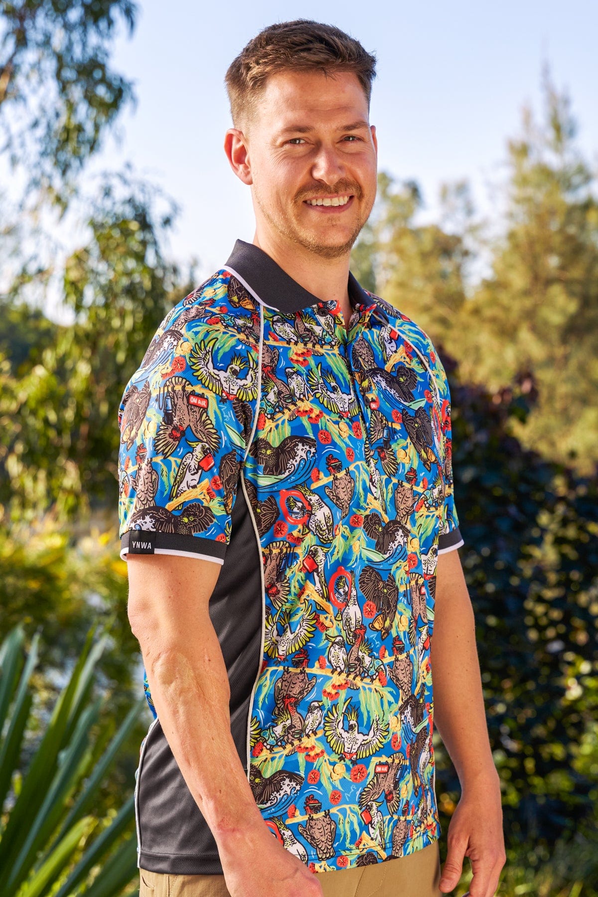 TradeMutt Polo Unisex Flock Around & Find Out Full Print Short Sleeve Polo Unisex Flock Around & Find Out Full Print Short Sleeve Polo