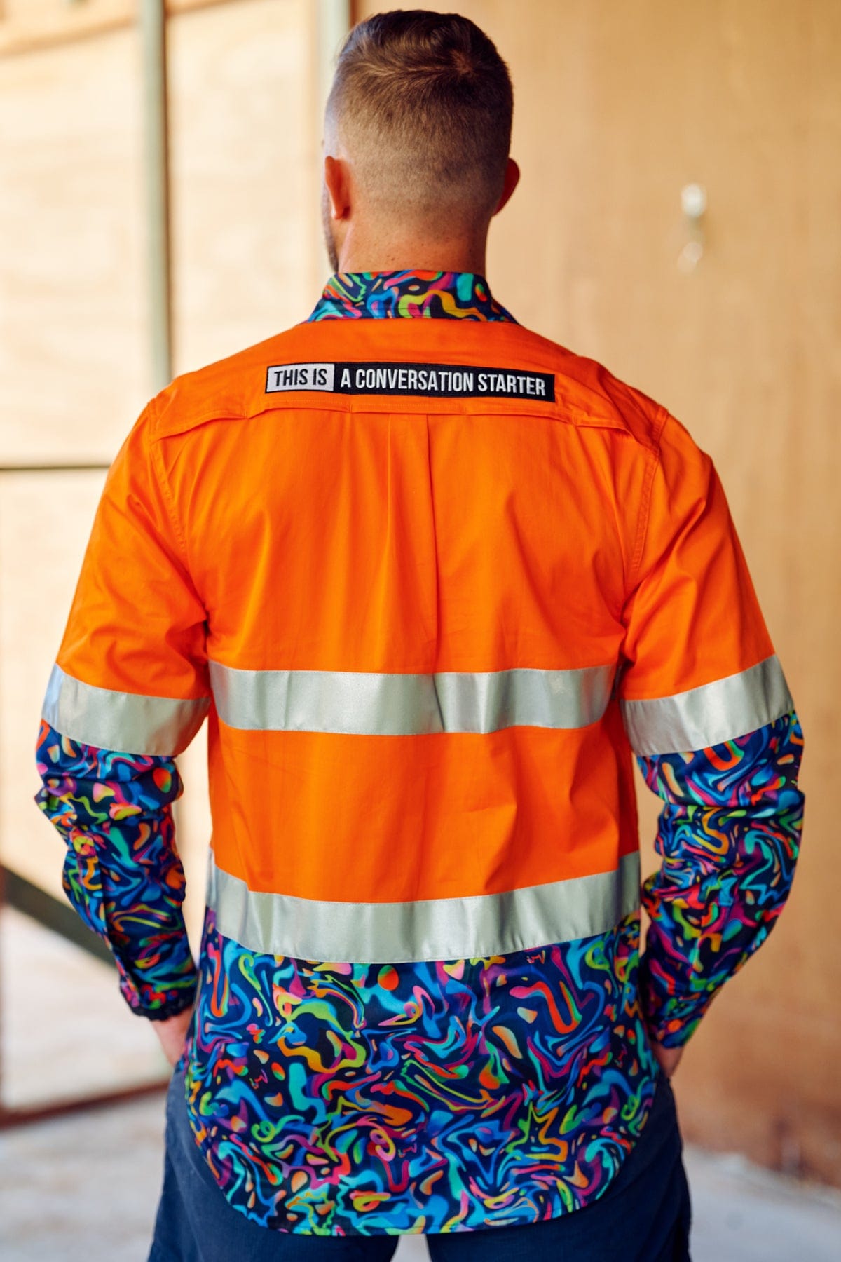 TradeMutt Workshirt Men's Pearler Orange Day/Night Hi Vis 2.0 Full Button Work Shirt Men's Pearler Orange Day/Night Hi Vis Half Button Workshirt | TradeMutt Workshirts