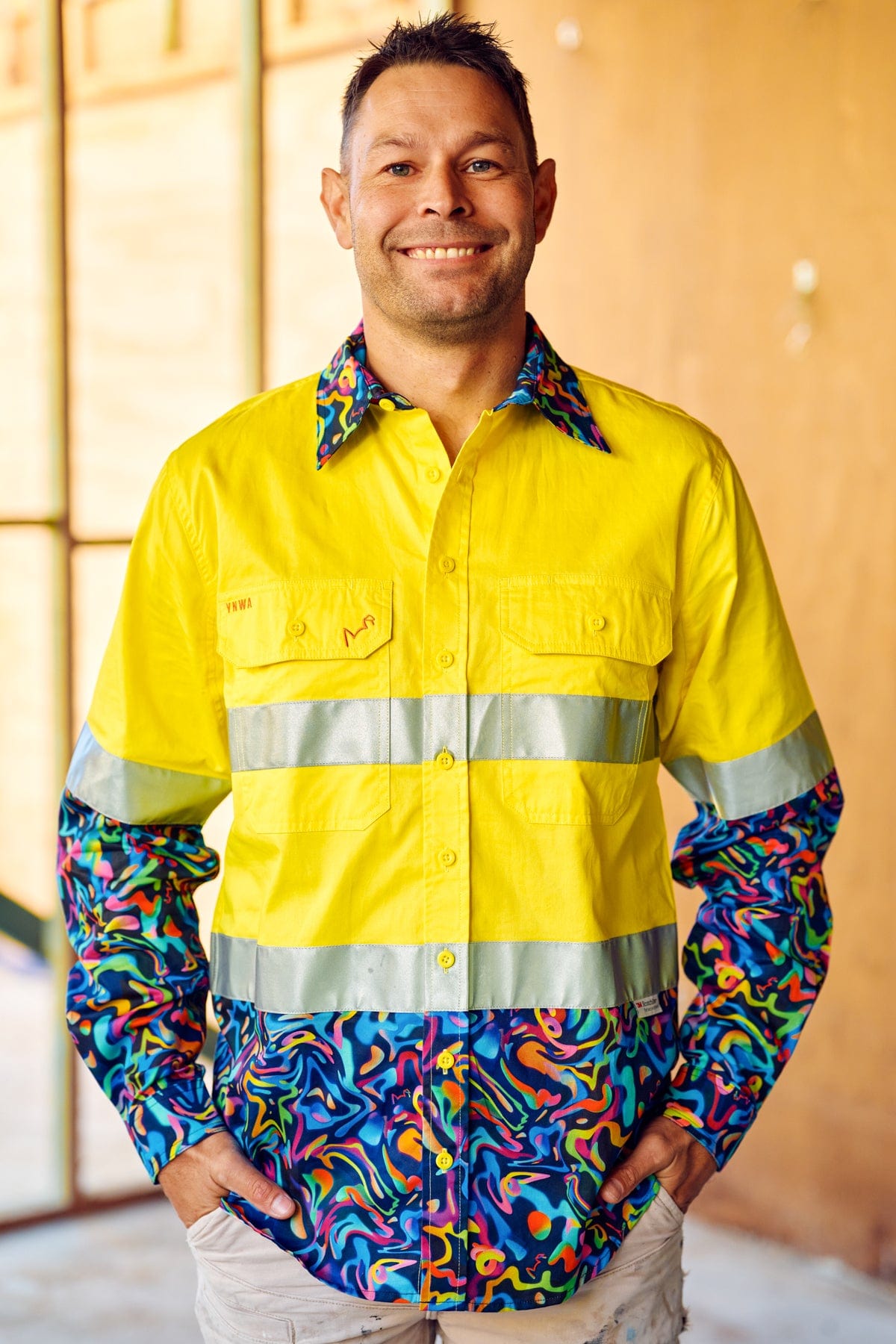 Men's Pearler Yellow Day/Night Hi Vis Full Button Work Shirt