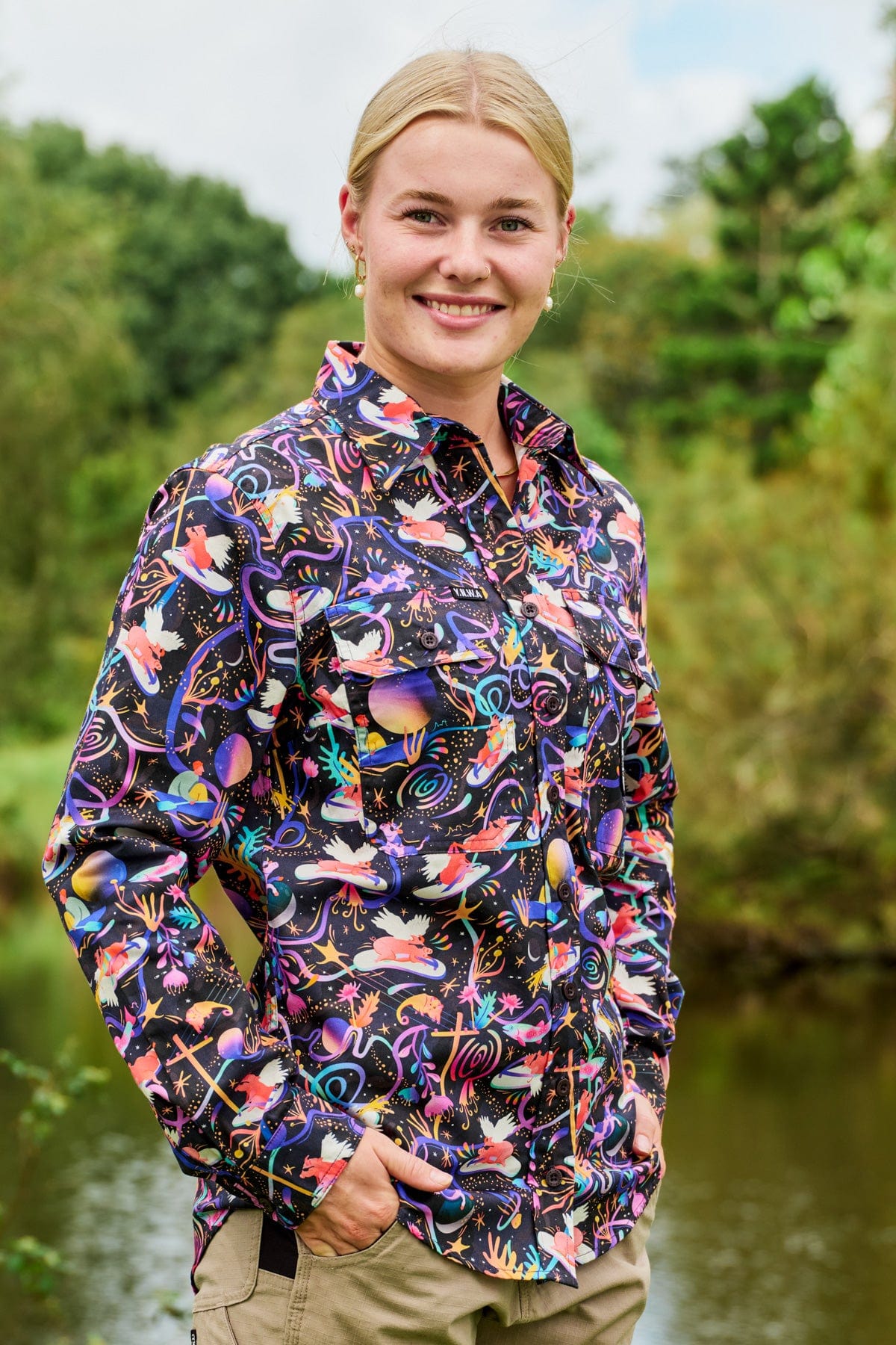 Womens Pork Patrol Full Button Work Shirt
