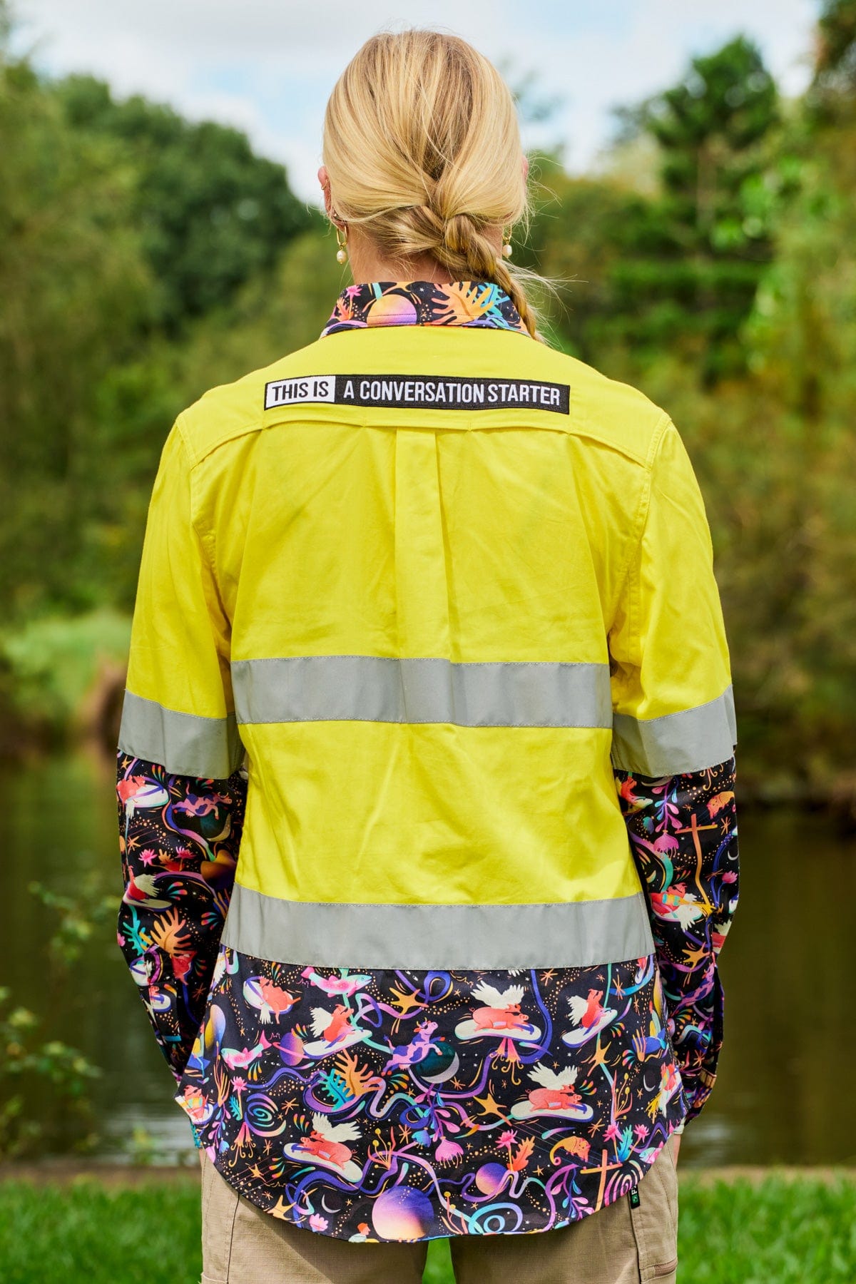Womens Pork Patrol Yellow Hi Vis Work Shirt