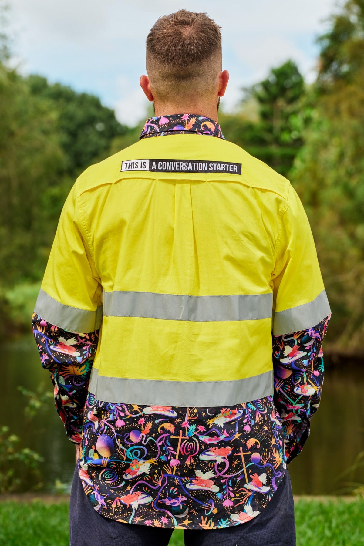 Mens Pork Patrol Yellow Hi Vis Work Shirt