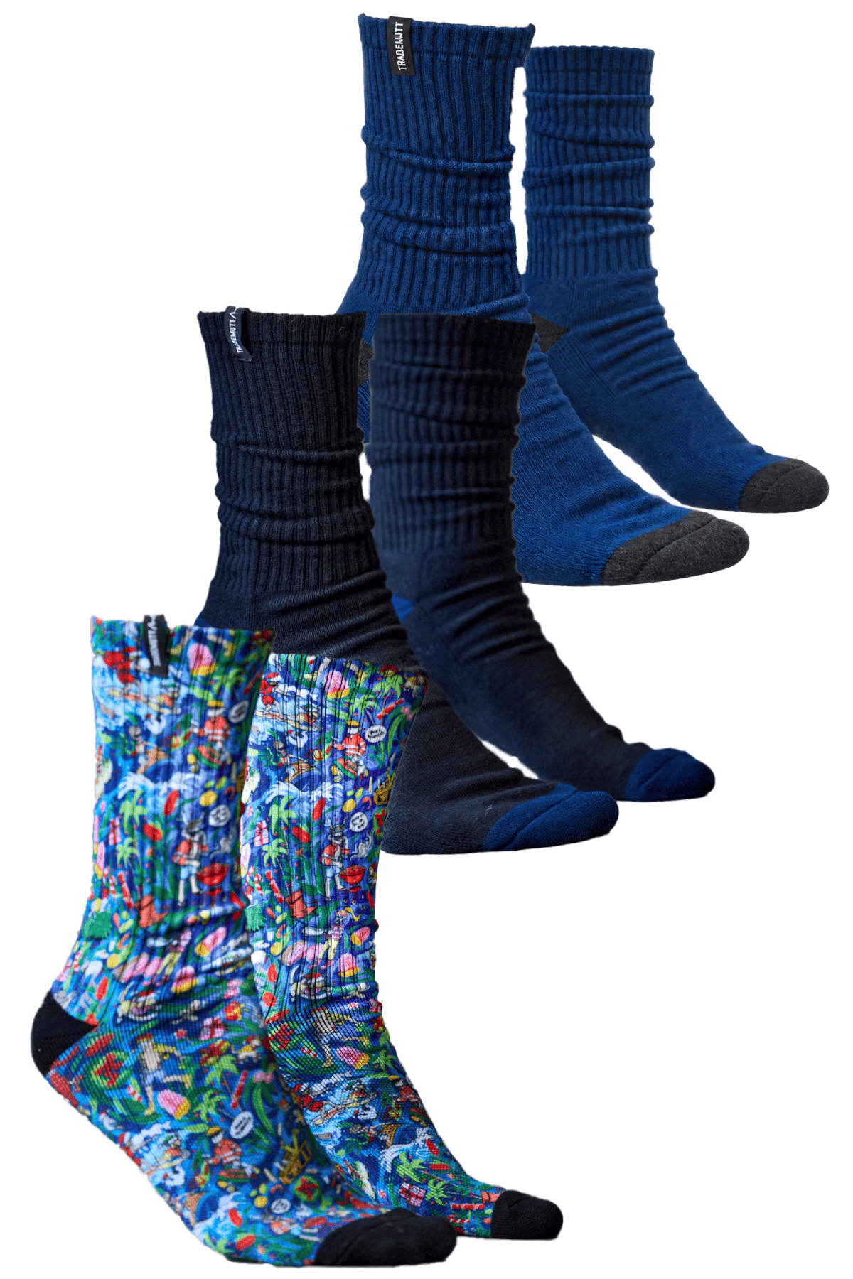 TradeMutt Footwear Wrap It Up Socks 3 Pack Wrap It Up Crew Socks 3 Pack | TradeMutt