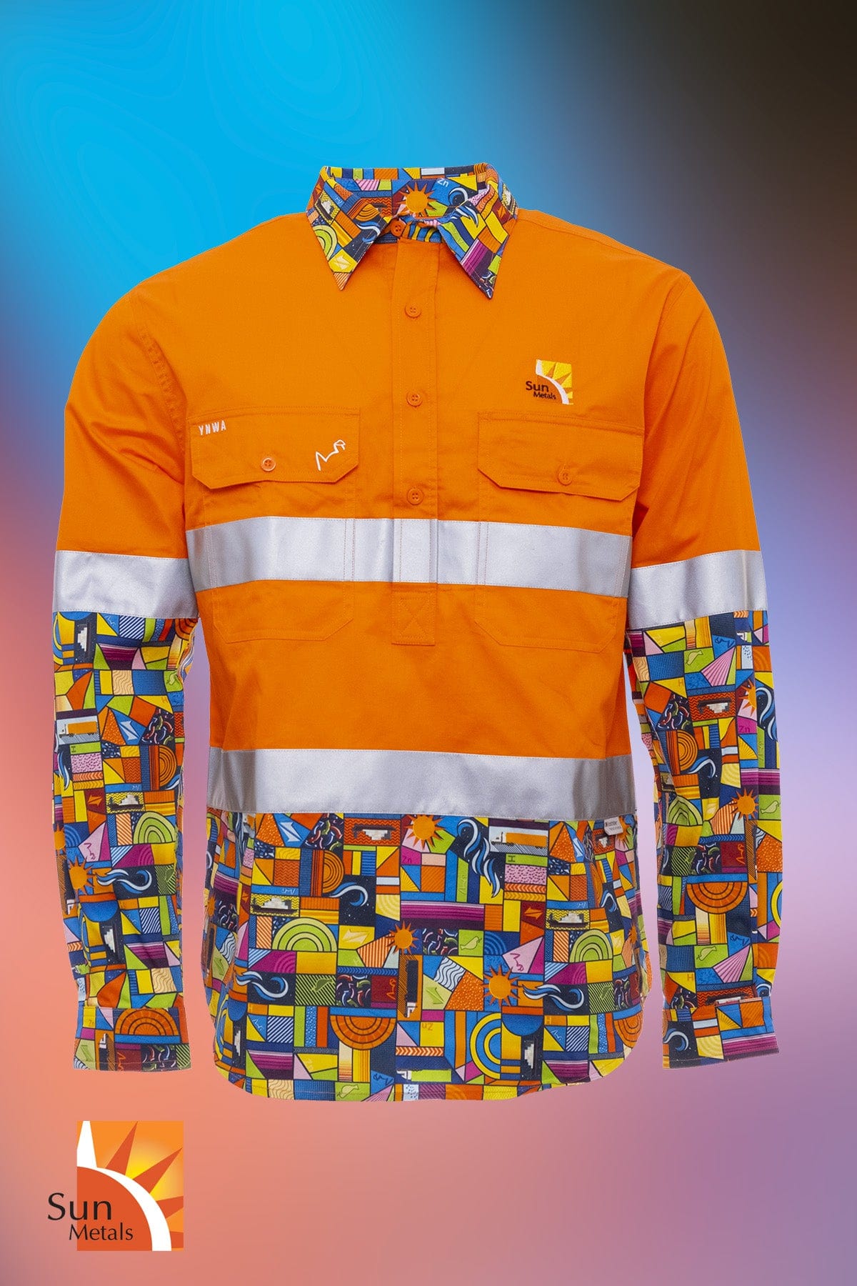 TradeMutt "ReFine-Art" Custom Sun Metals Hi Vis Work Shirt "ReFine-Art" Custom Sun Metals Hi Vis Work Shirt 21358