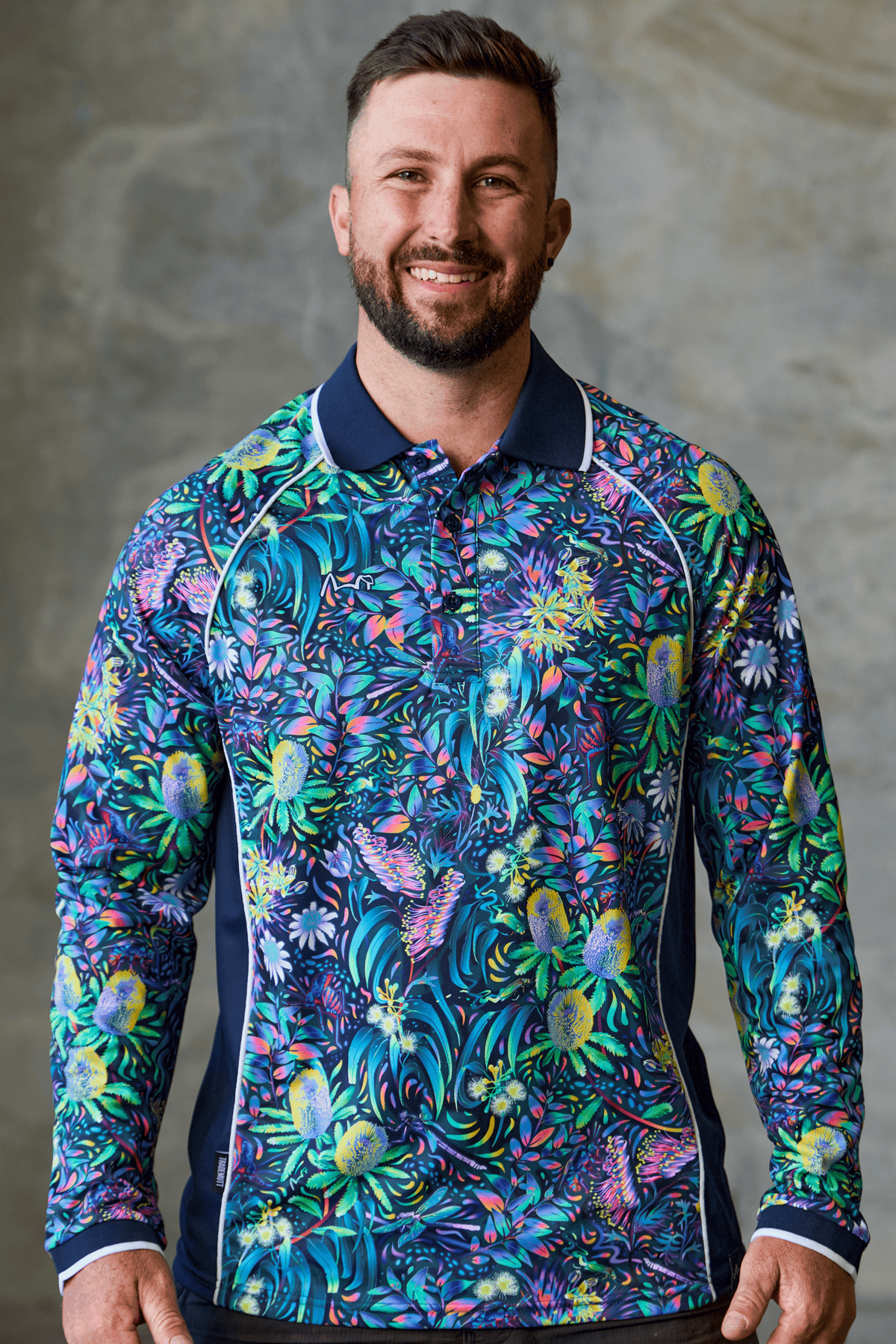 TradeMutt RPET Polo Men's True Blue Mountains Long Sleeve Polo Men's True Blue Mountains Long Sleeve Polo | TradeMutt