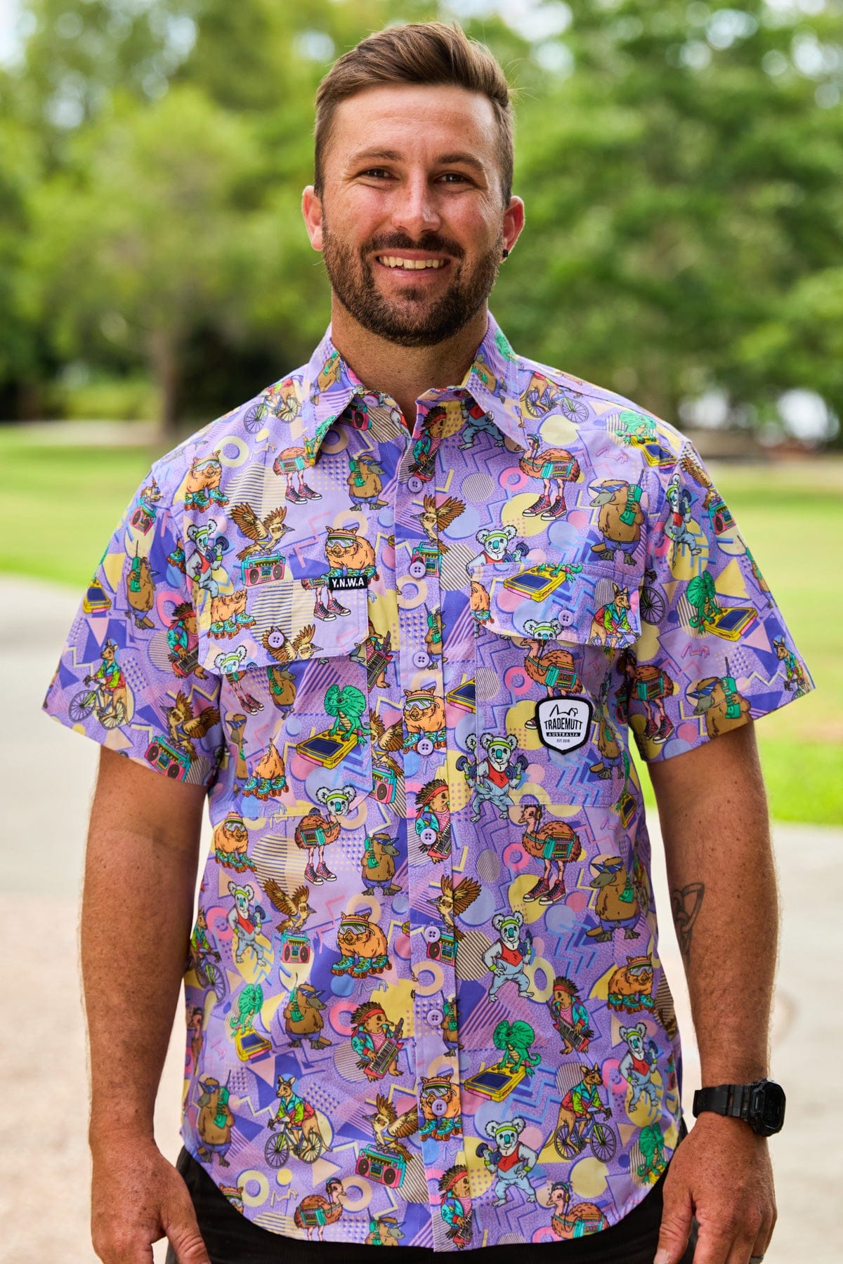 TradeMutt Workshirt Men's Aerobics OzStyle Remixed Short Sleeve Work Shirt Men's Aerobics OzStyle Remixed Short Sleeve Work Shirt