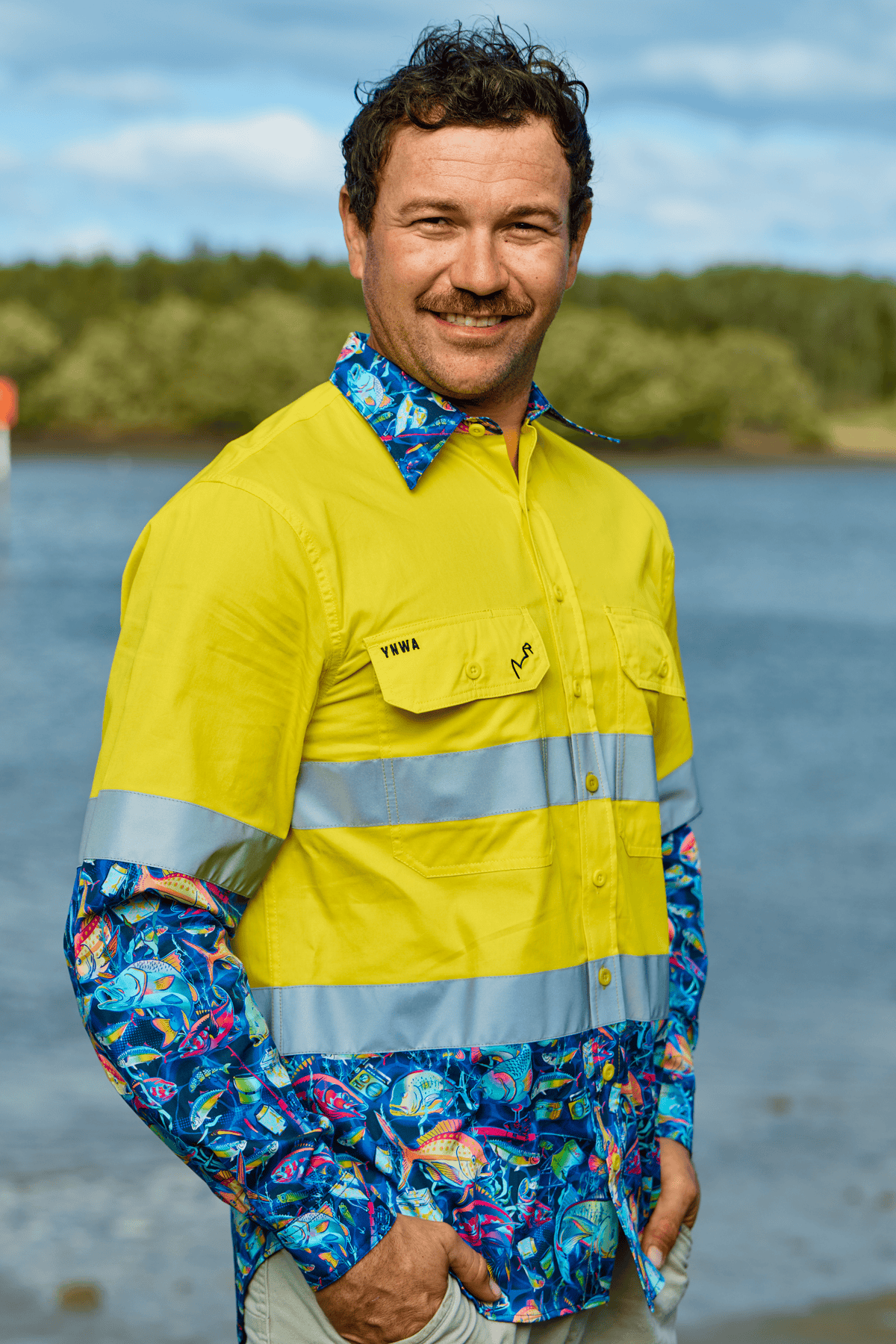 TradeMutt Workshirt Men's Off The Hook Yellow Day/Night Hi Vis Work Shirt Men's Off The Hook Day/Night Hi Vis Shirt | TradeMutt