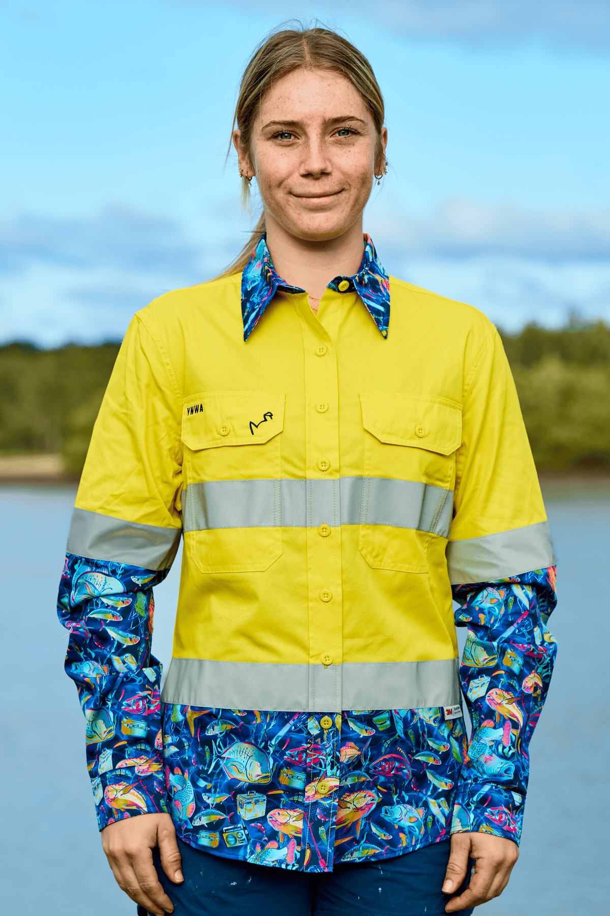 TradeMutt Workshirt Women's Off The Hook Yellow Day/Night Hi Vis Work Shirt Women's Off The Hook Day/Night Hi Vis Shirt | TradeMutt