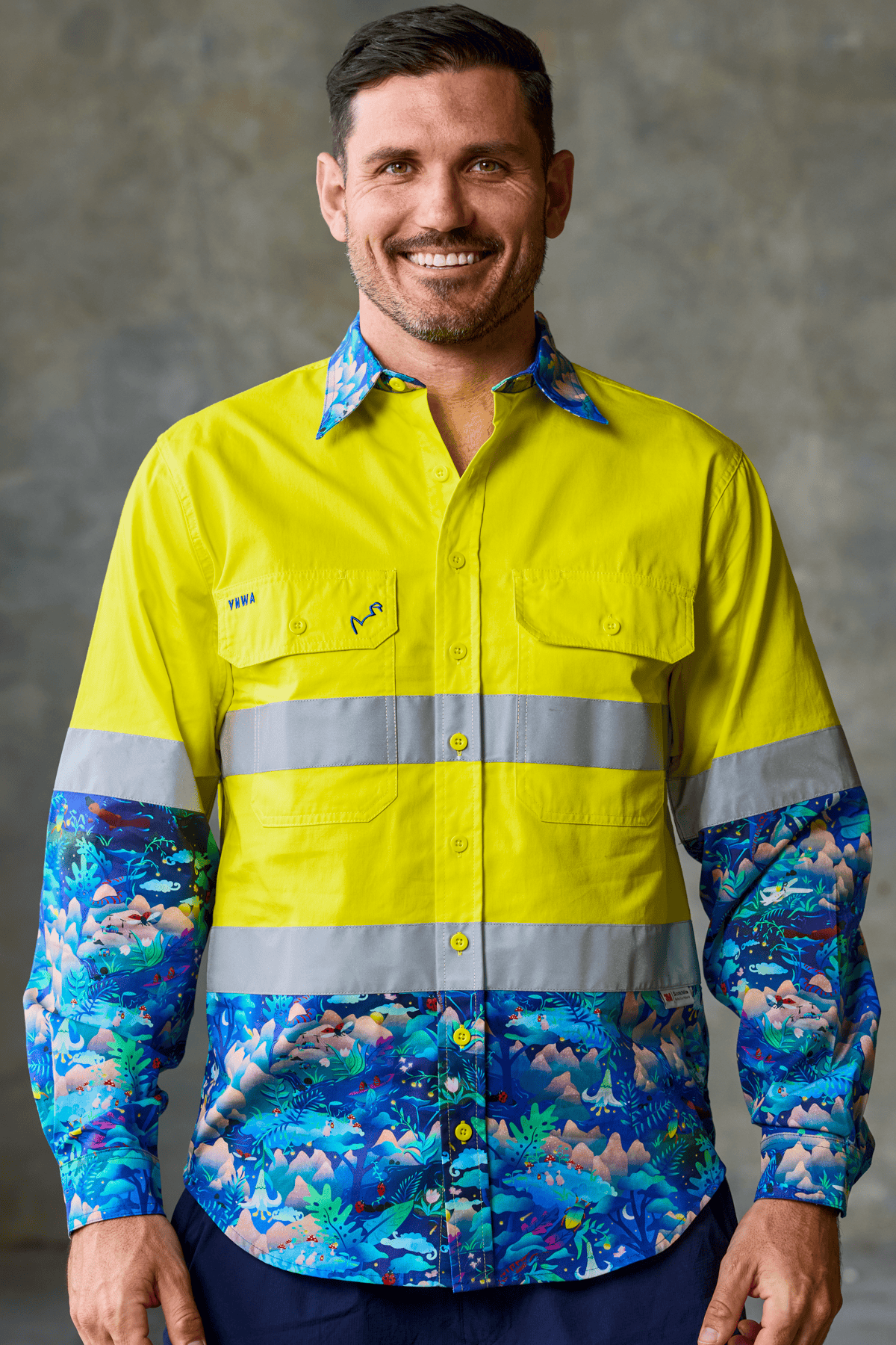 TradeMutt Workshirt Men's Walkin on a Dream Yellow Day/Night Hi Vis Work Shirt Men's Walkin on a Dream Yellow Day/Night Hi Vis Work Shirt
