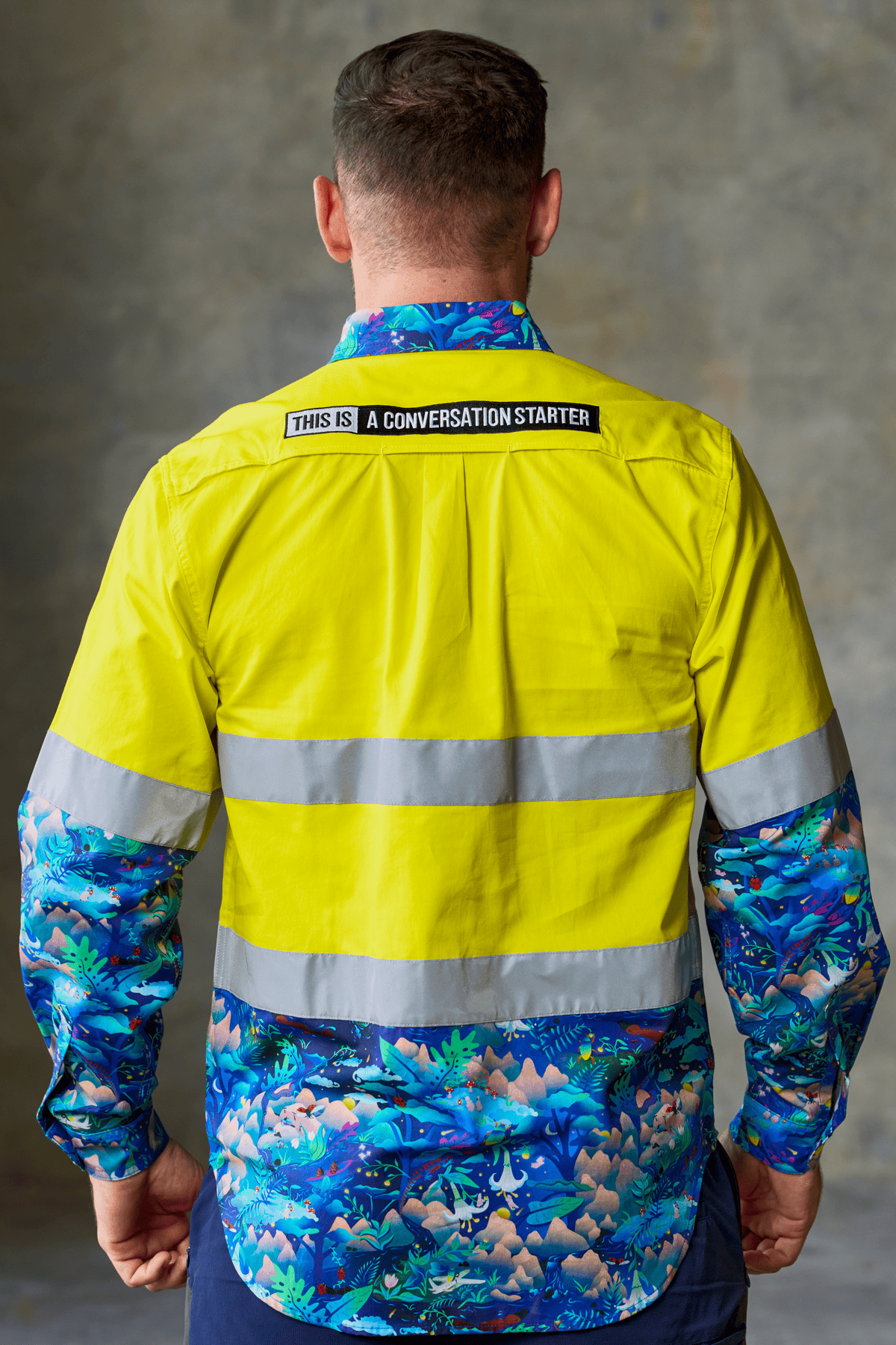TradeMutt Workshirt Men's Walkin on a Dream Yellow Day/Night Hi Vis Work Shirt Men's Walkin on a Dream Yellow Day/Night Hi Vis Work Shirt