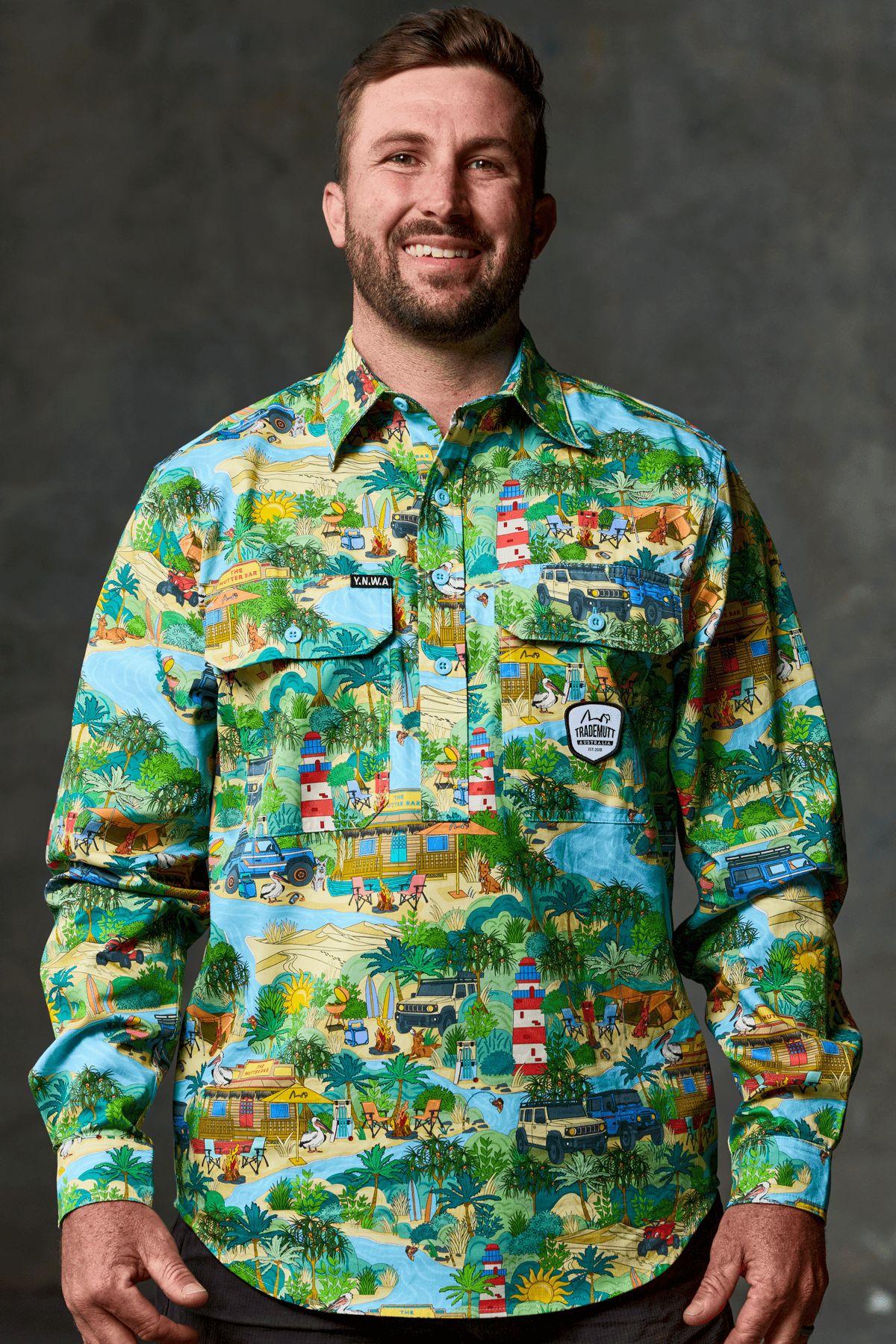TradeMutt Workshirt Men's That's Livin Barry Half Button Work Shirt Men's That's Livin Barry Half Button Work Shirt