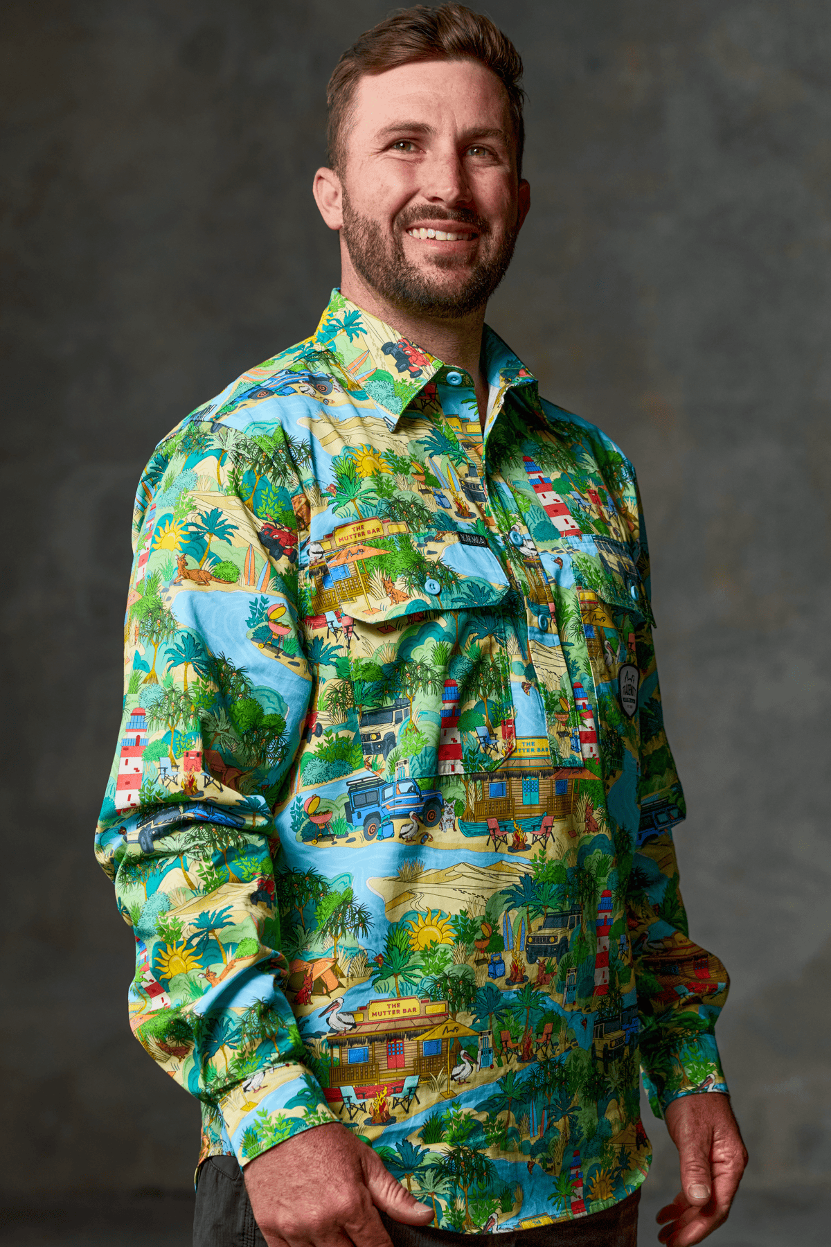 TradeMutt Workshirt Men's That's Livin Barry Half Button Work Shirt Men's That's Livin Barry Half Button Work Shirt