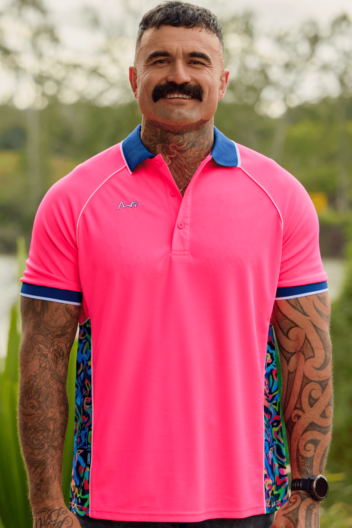 TradeMutt Polo Men's Pink Short Sleeve Polo Unisex RPET Pearler Charcoal Polo | TradeMutt Workshirts