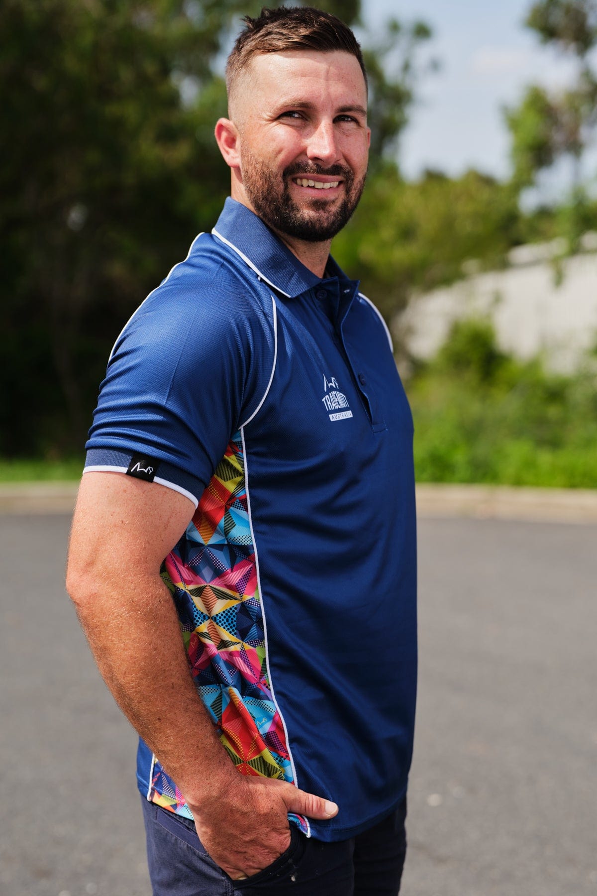 TradeMutt Polo Unisex Navy Fractal Short Sleeve Polo Unisex Navy Fractal Short Sleeve Polo