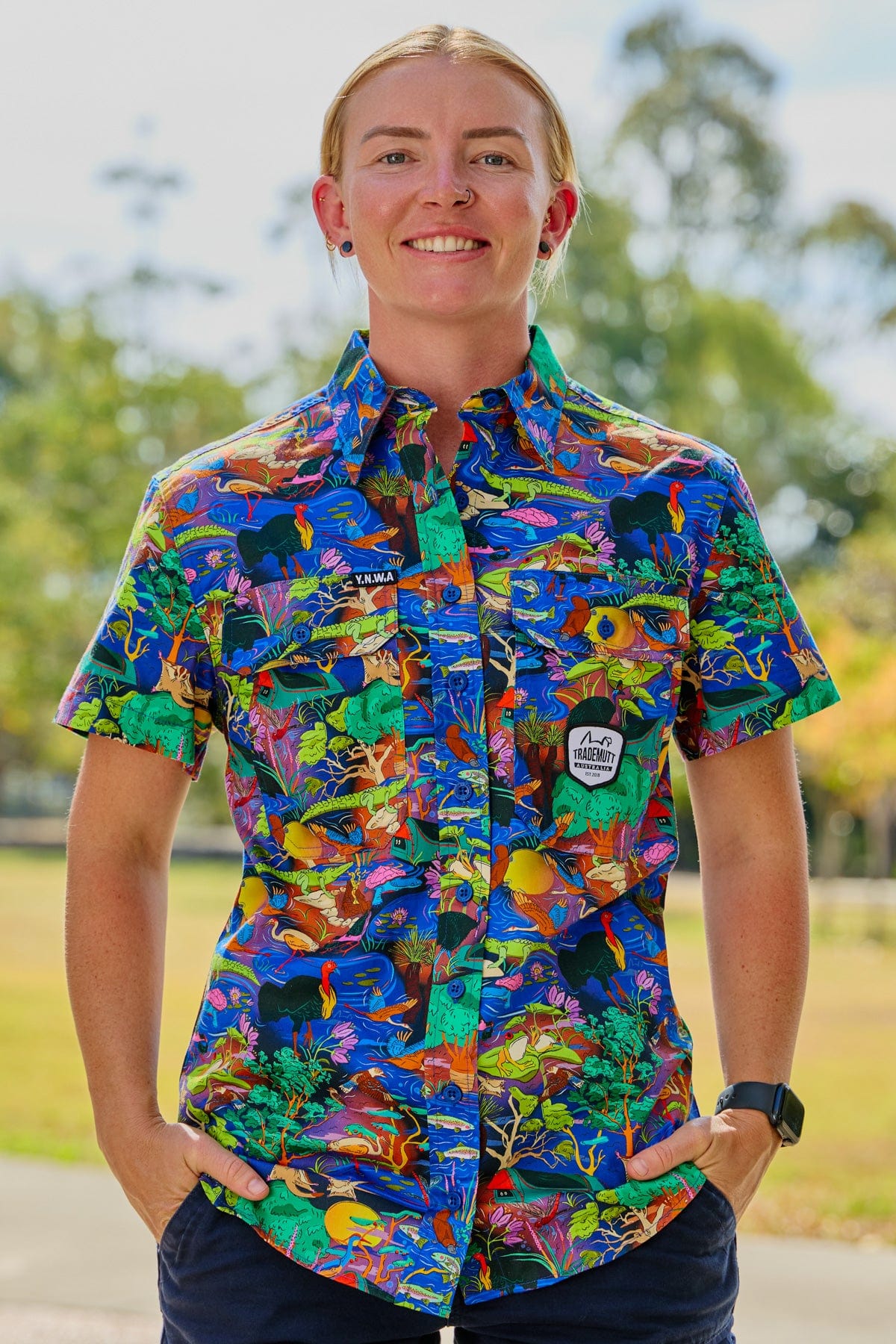 Women's Water You Looking At Short Sleeve Work Shirt