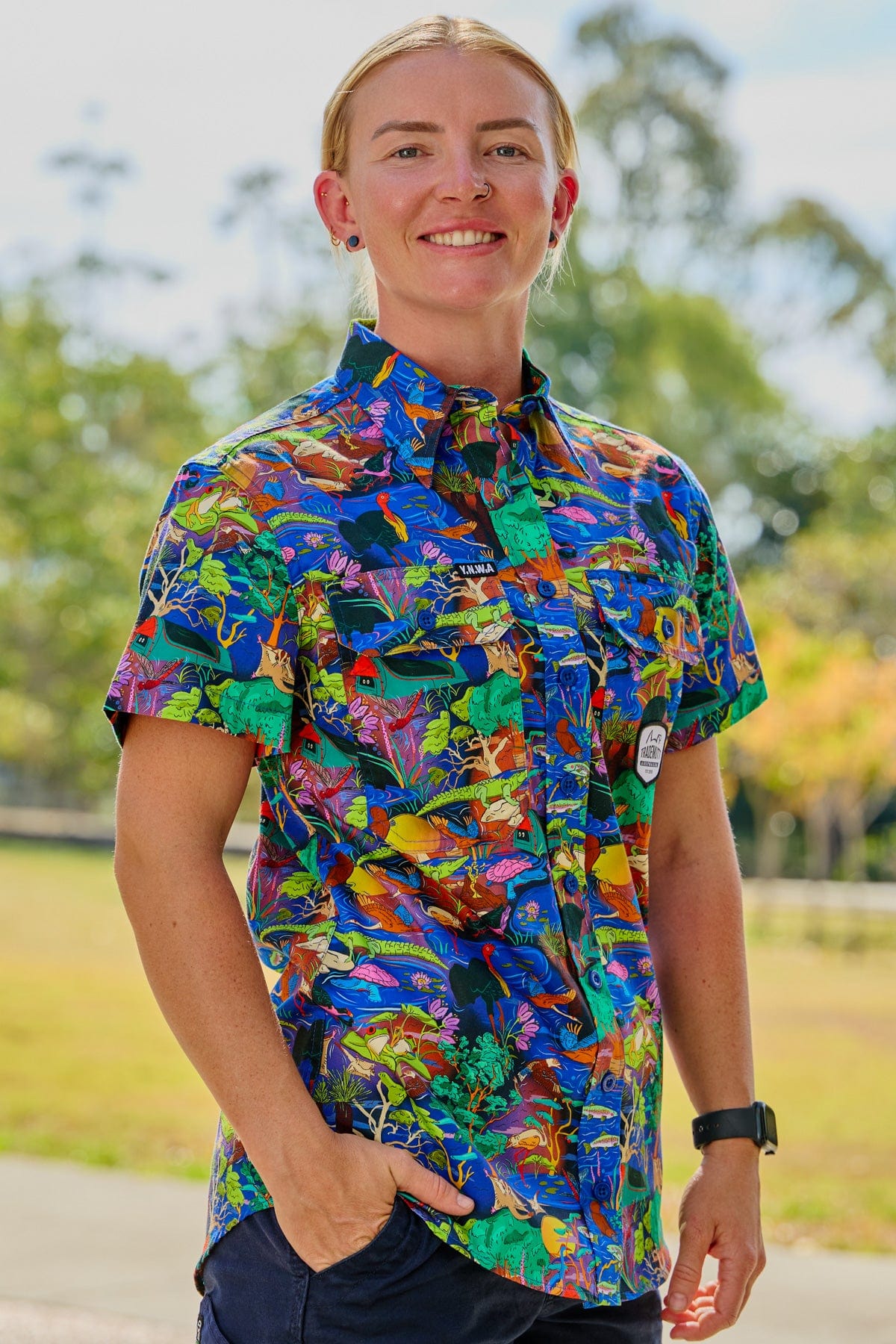 Women's Water You Looking At Short Sleeve Work Shirt