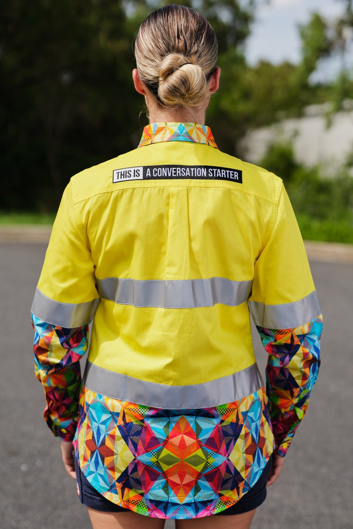 TradeMutt Workshirt Women's Fractal Yellow Day/Night Hi Vis Workshirt Women's Fractal Yellow Day/Night Hi Vis Workshirt | TradeMutt Workshirts