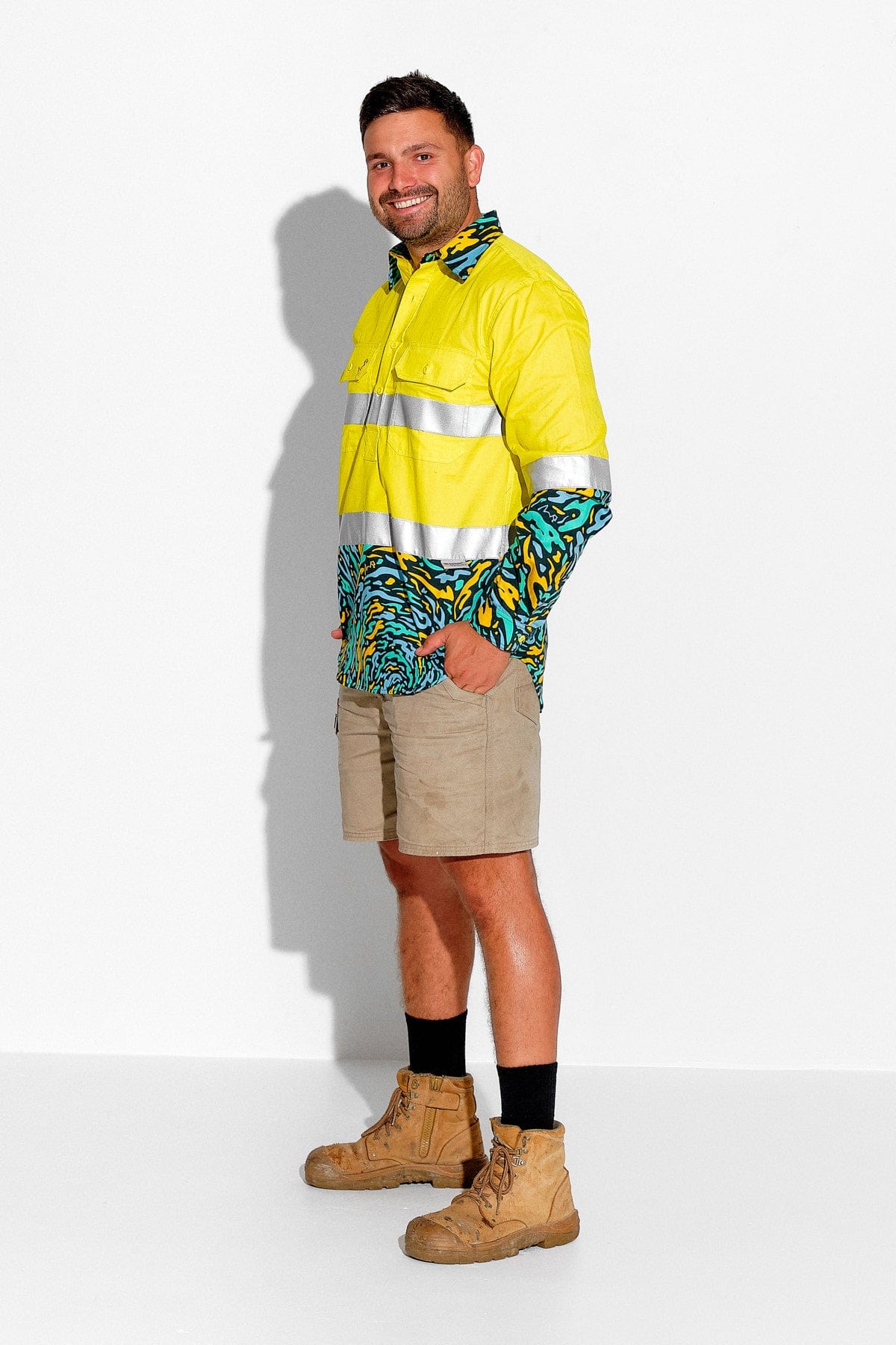 TradeMutt Workshirt Men's Spun Out Yellow Day/Night Hi Vis Workshirt Men's Spun Out Yellow Day/Night Hi Vis Workshirt | TradeMutt Workshirts