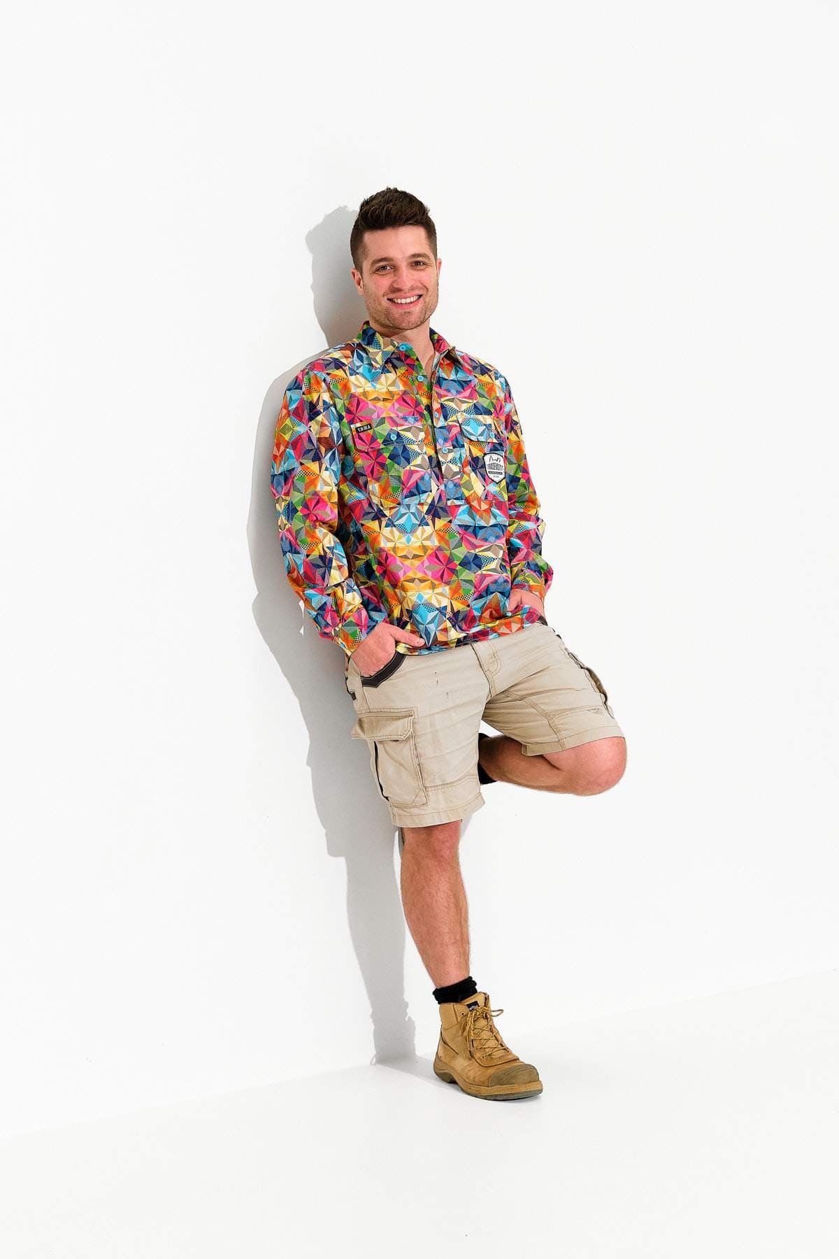 Mens-Fractal-Half-Button-Workshirt-TradeMutt-Workshirts-Front