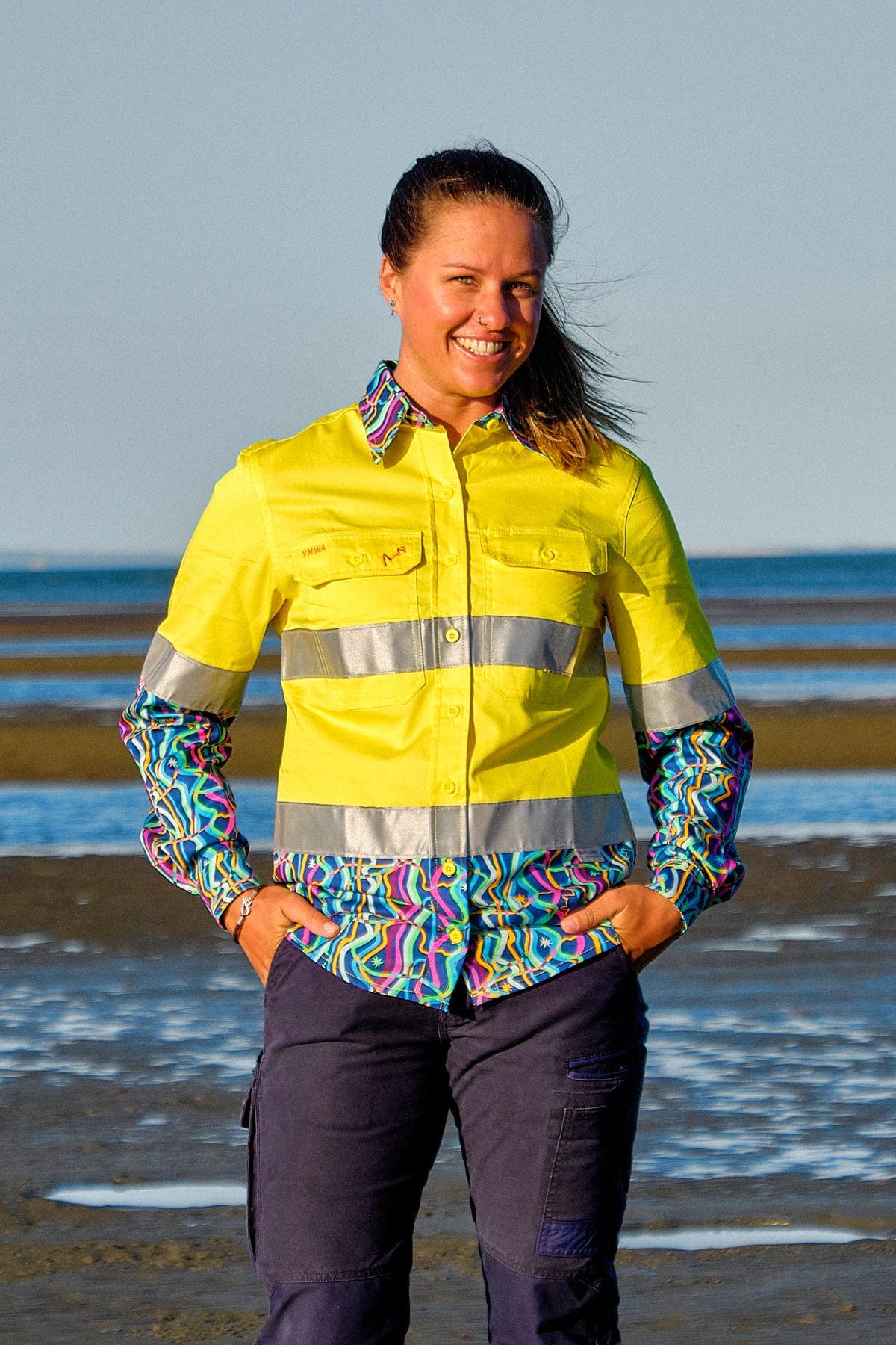 TradeMutt Workshirt Women's Space Weave Yellow Day/Night Hi Vis Workshirt Women's Space Weave Yellow Day/Night Hi Vis Workshirt | TradeMutt Workshirts