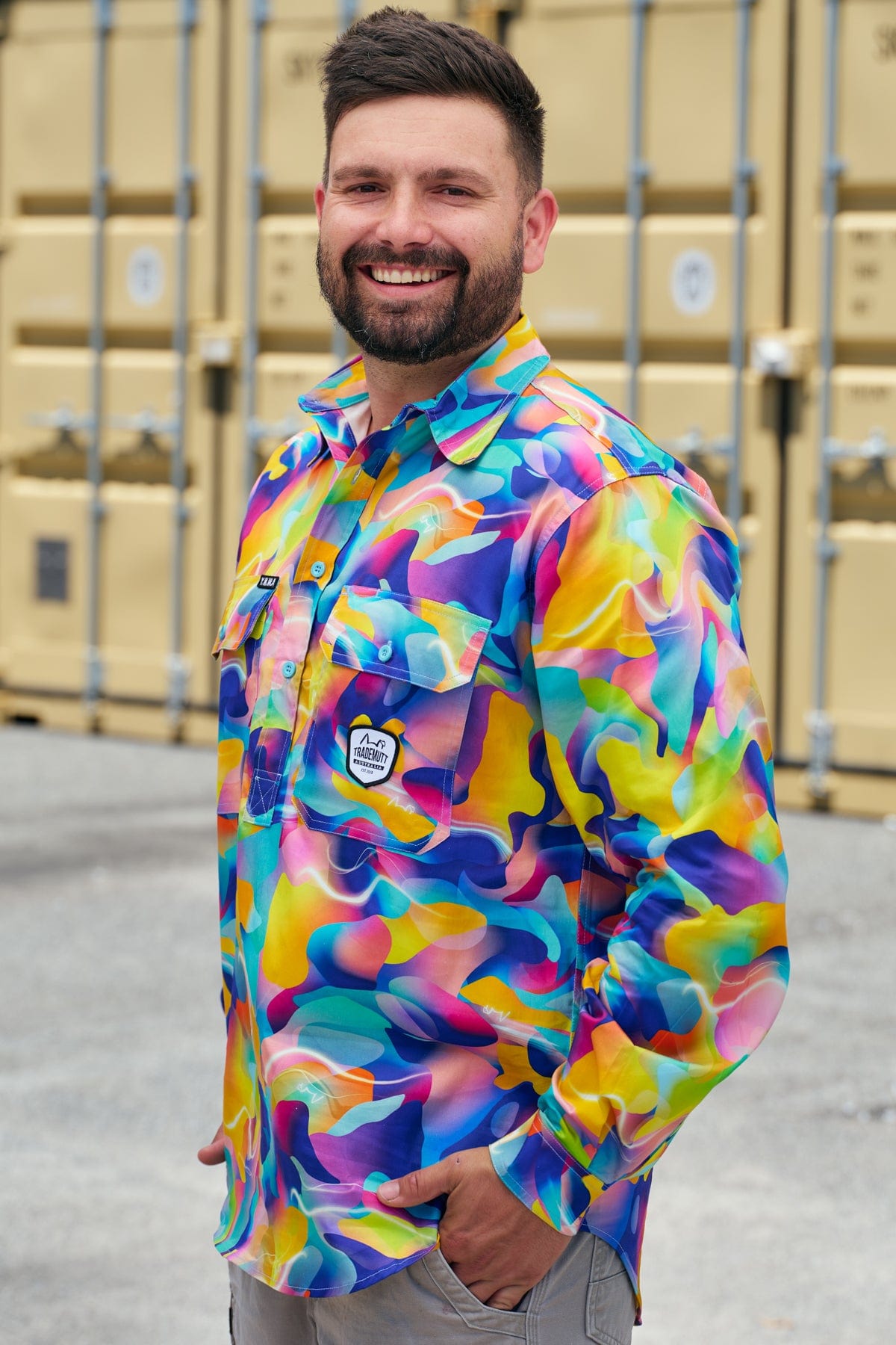 Men's 50 Shades Of Spray Paint Long Sleeve Workshirt
