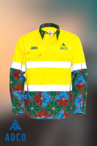 Custom ADCO Yellow Hi Vis Cotton Work Shirt