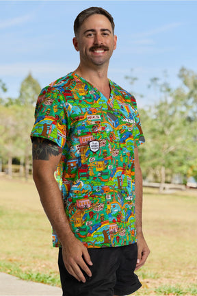 TradeMutt Scrubs Hot Diggity Dawg Unisex Scrub Top Hot Diggity Dawg Unisex Scrub Top