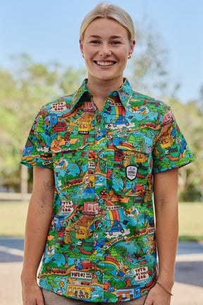 TradeMutt Workshirt Women's Light Weight Hot Diggity Dawg Short Sleeve Work Shirt Women's Light Weight Hot Diggity Dawg Short Sleeve Work Shirt