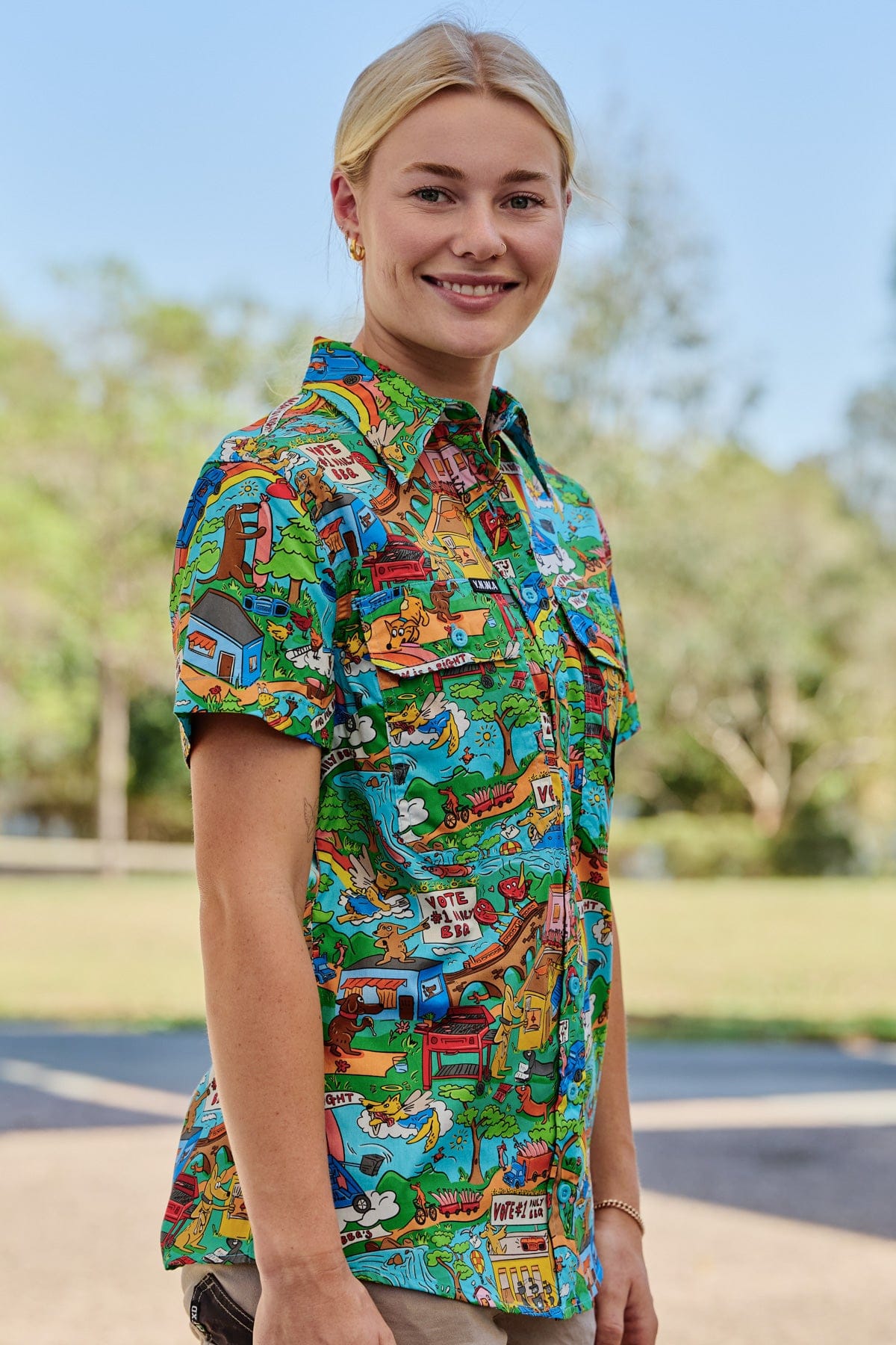 Women's Light Weight Hot Diggity Dawg Short Sleeve Work Shirt