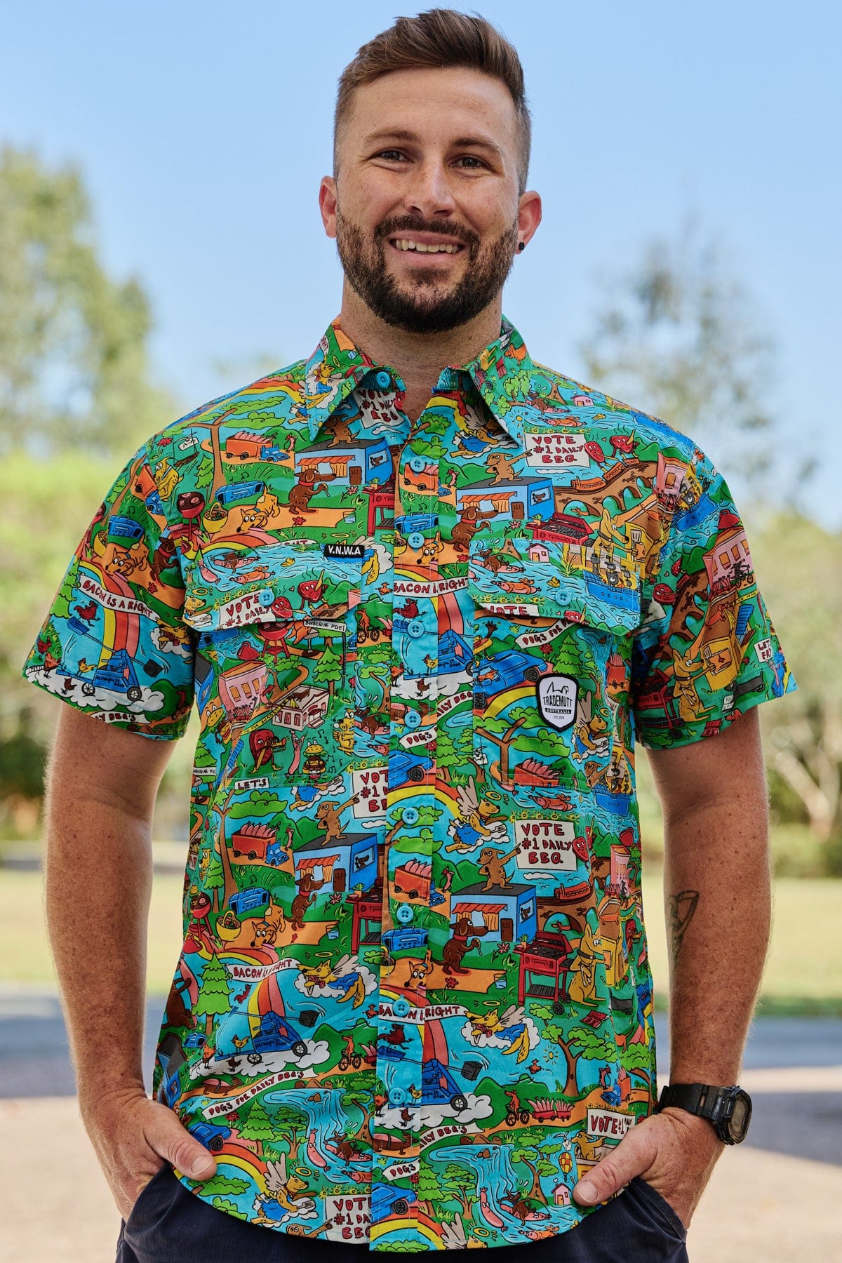 Men's Light Weight Hot Diggity Dawg Short Sleeve Work Shirt