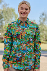 Women's Light Weight Hot Diggity Dawg Full Button Work Shirt