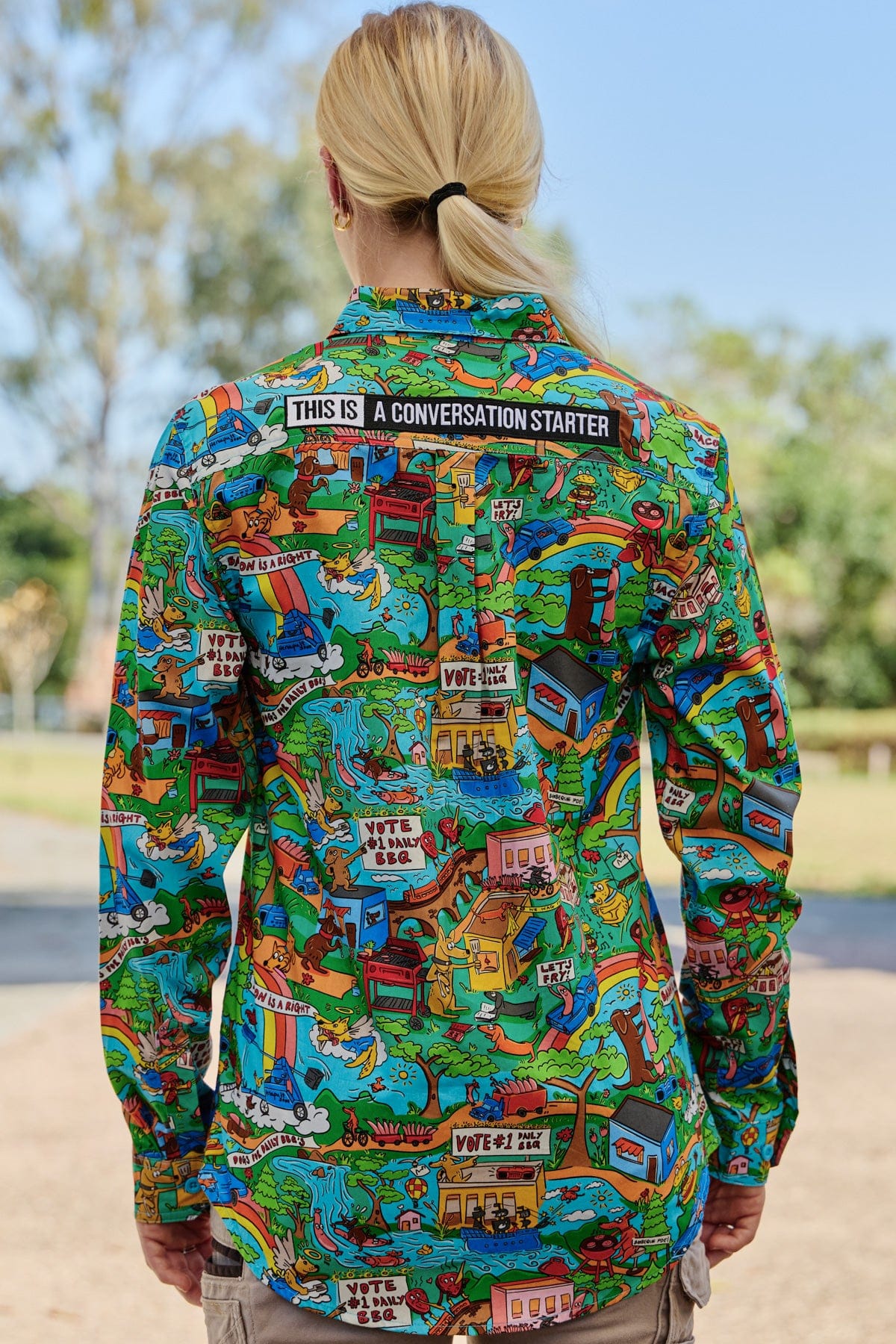 Women's Light Weight Hot Diggity Dawg Full Button Work Shirt