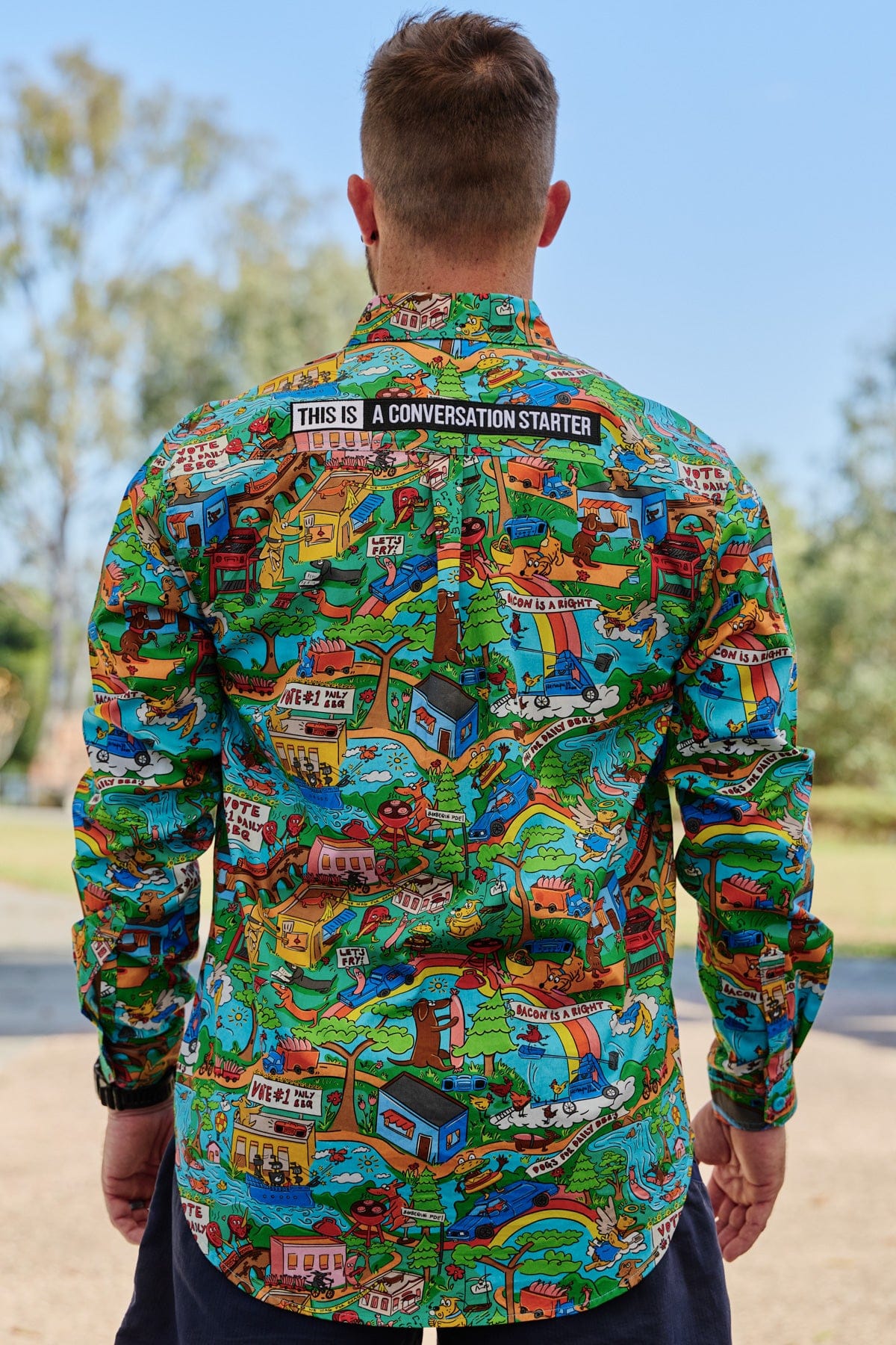 Men's Light Weight Hot Diggity Dawg Full Button Work Shirt