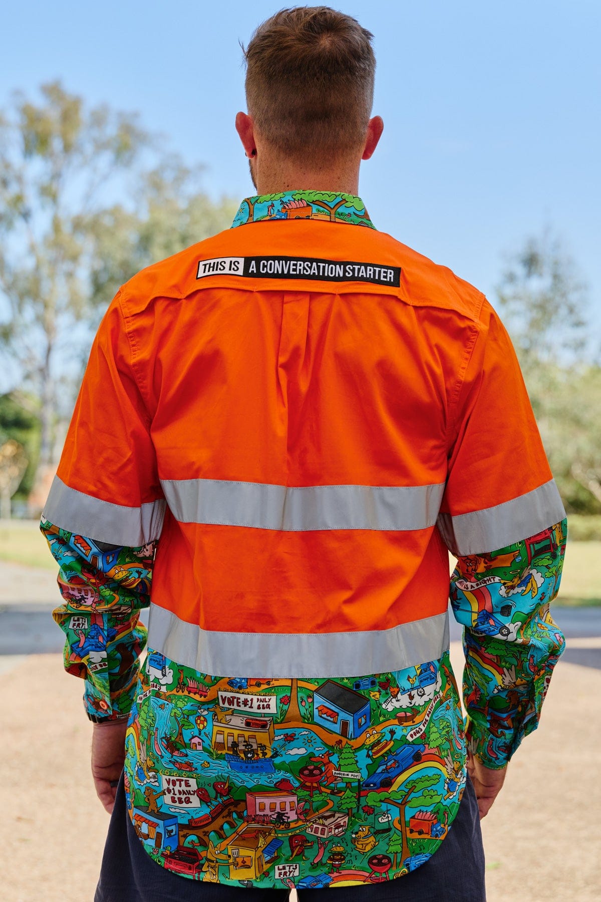 Men's Hot Diggity Dawg Orange Day/Night Hi Vis Work Shirt