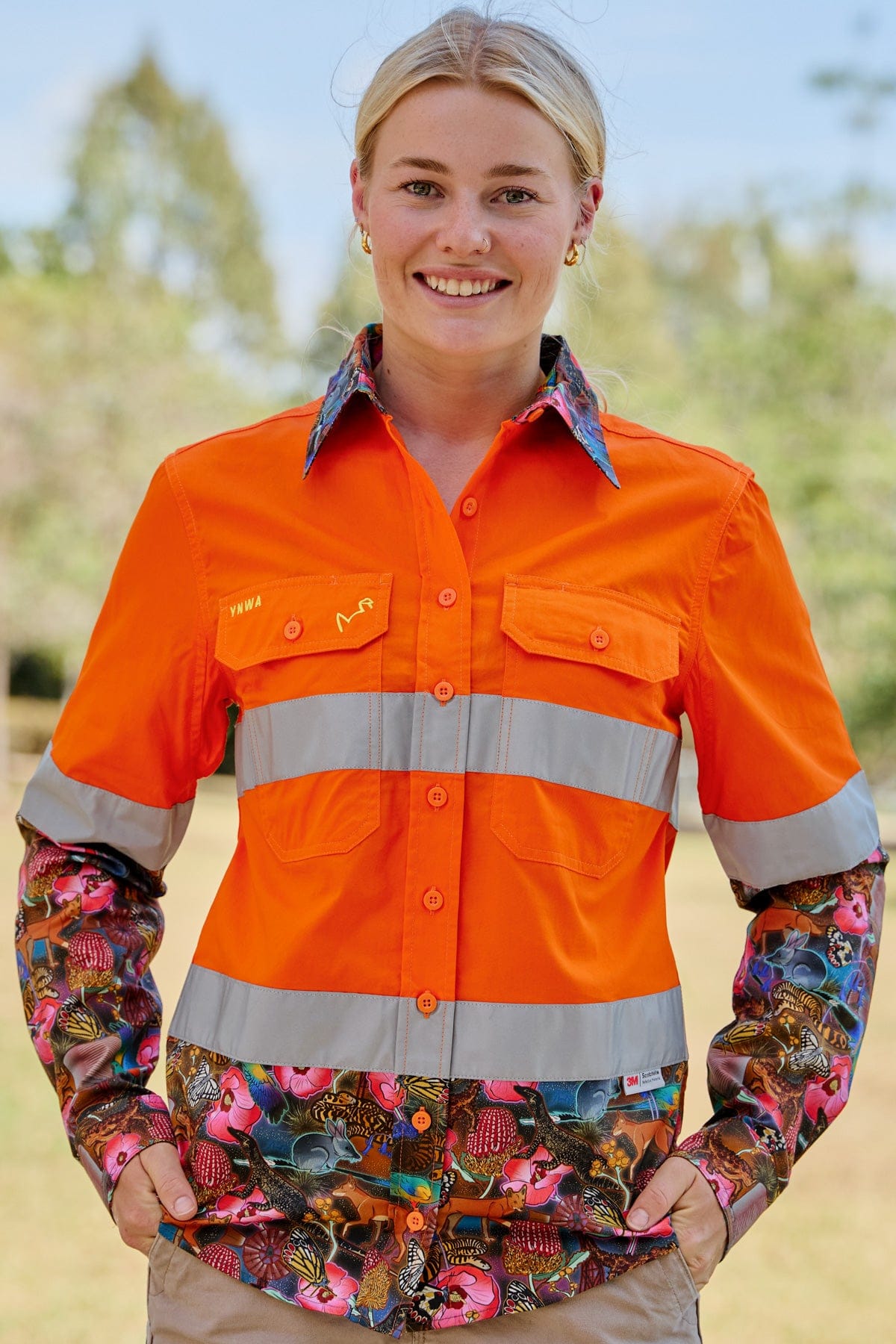 Women's Goanna Getcha Orange Day/Night Hi Vis Work Shirt