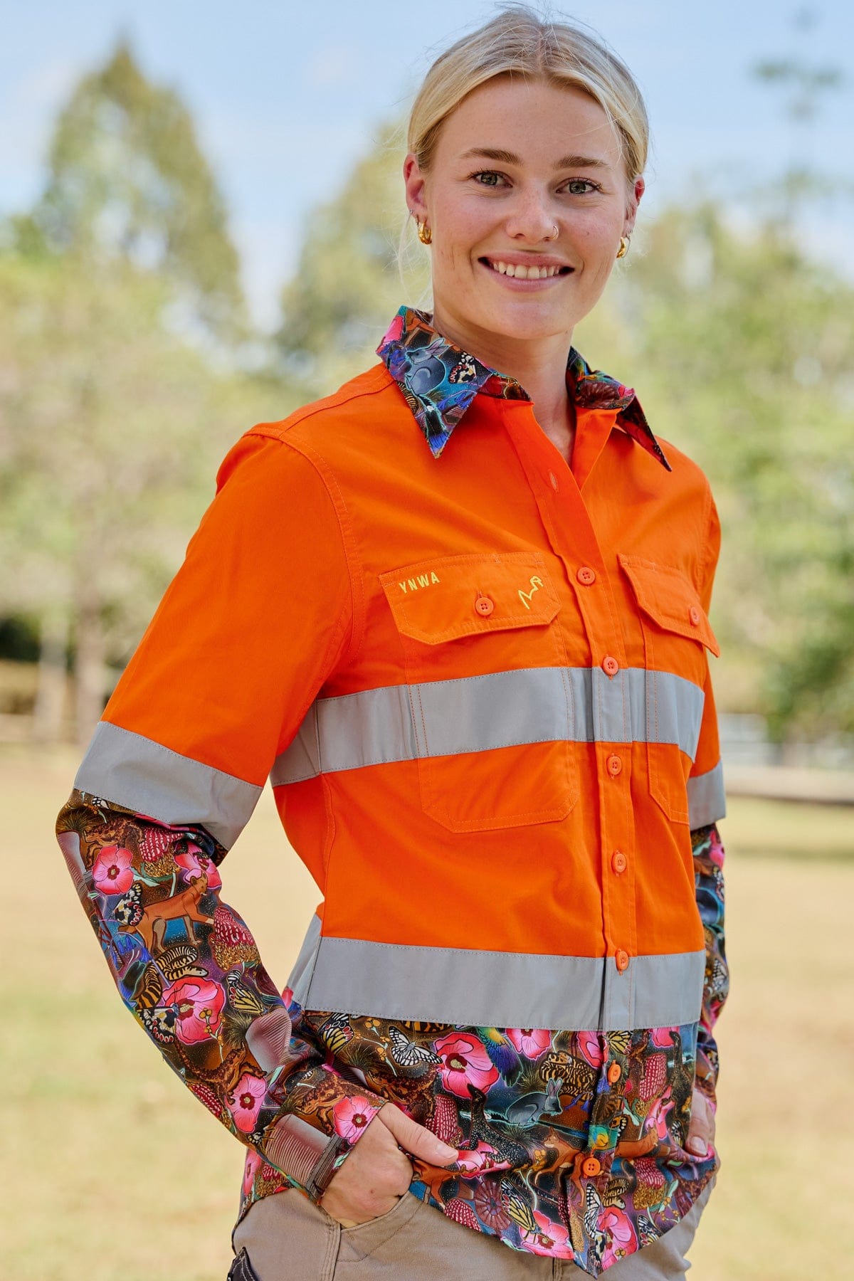 Women's Goanna Getcha Orange Day/Night Hi Vis Work Shirt