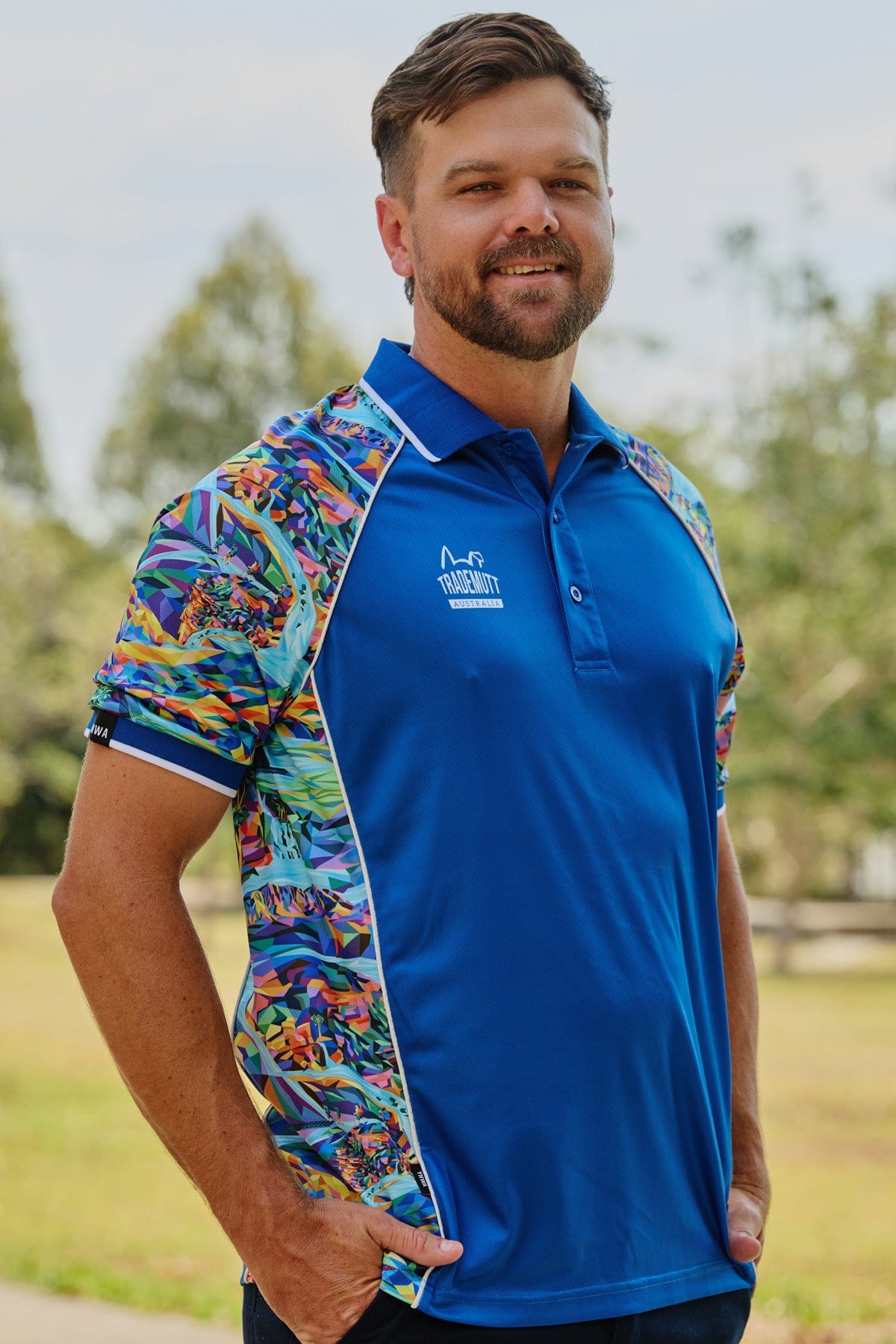 Unisex Daydreamin' Sleeve Print Short Sleeve Polo