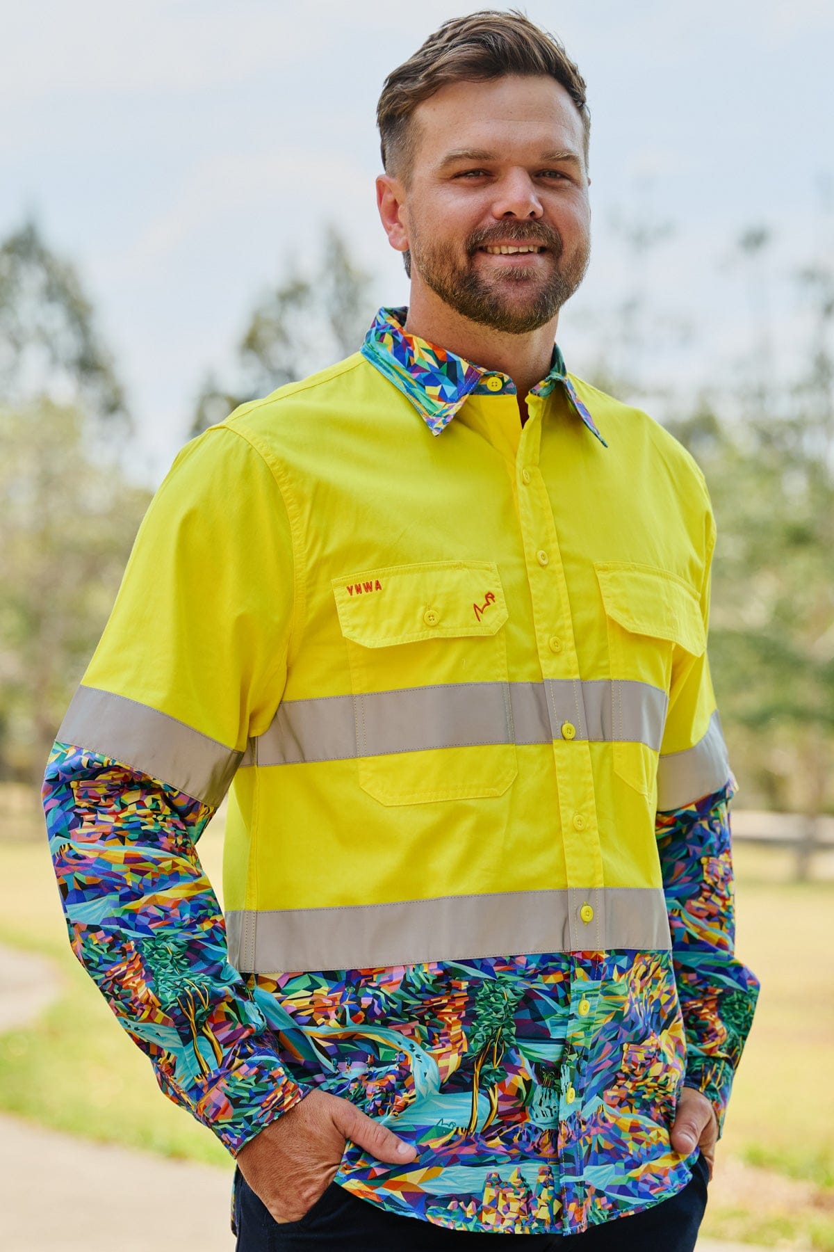 Men's Daydreamin' Yellow Day/Night Hi Vis Work Shirt